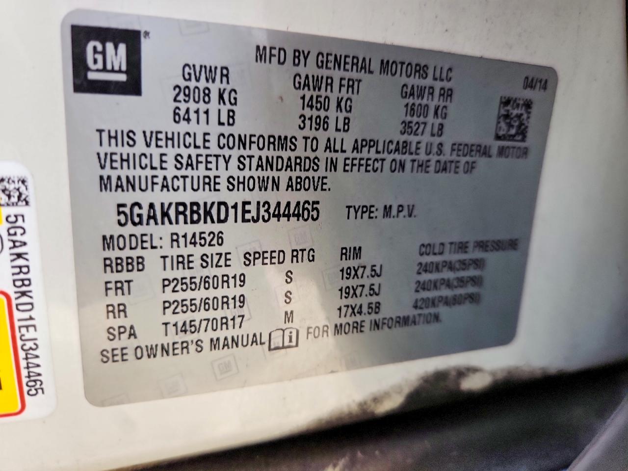 2014 Buick Enclave Белый vin: 5GAKRBKD1EJ344465