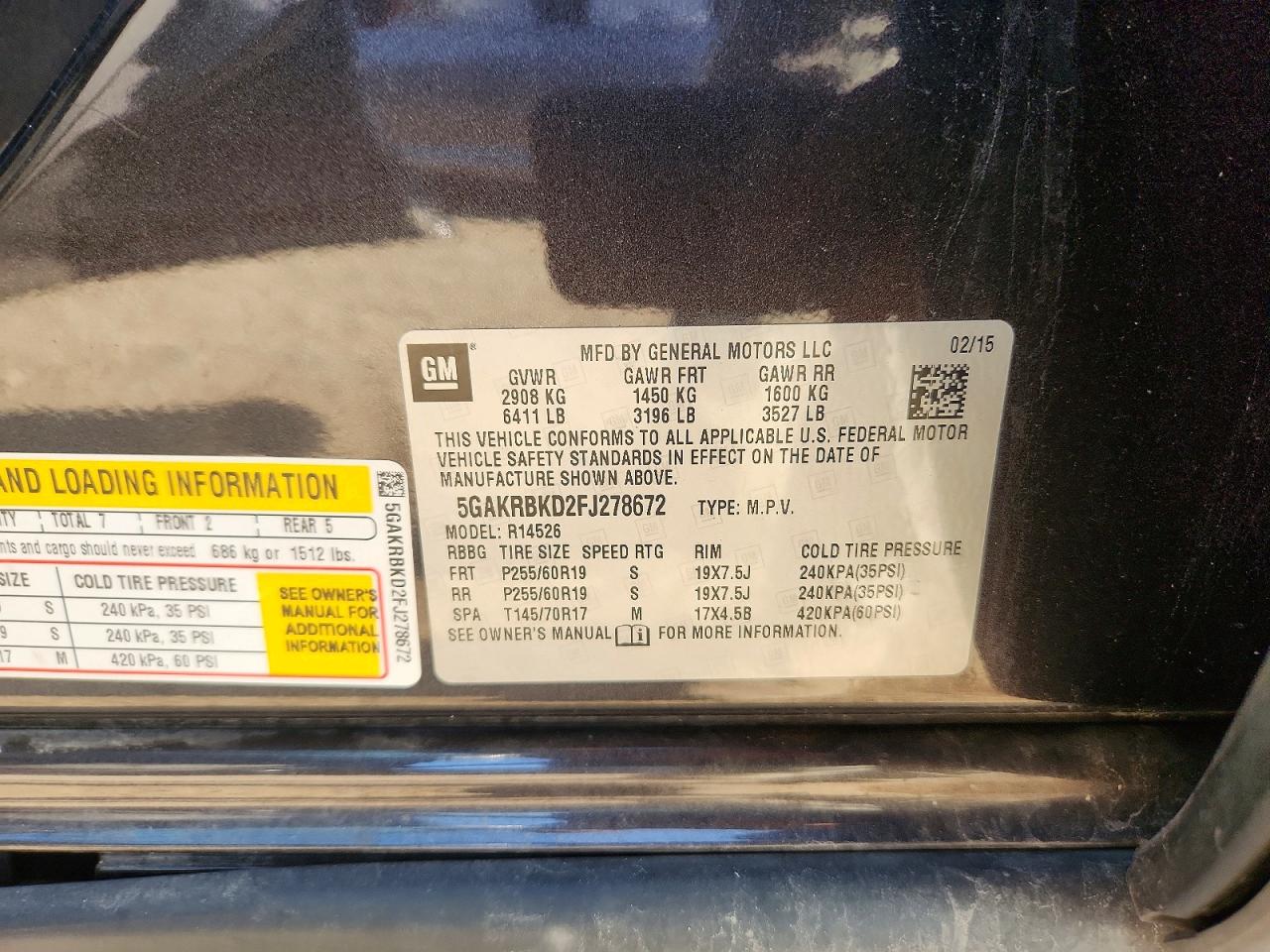2015 Buick Enclave Gray vin: 5GAKRBKD2FJ278672