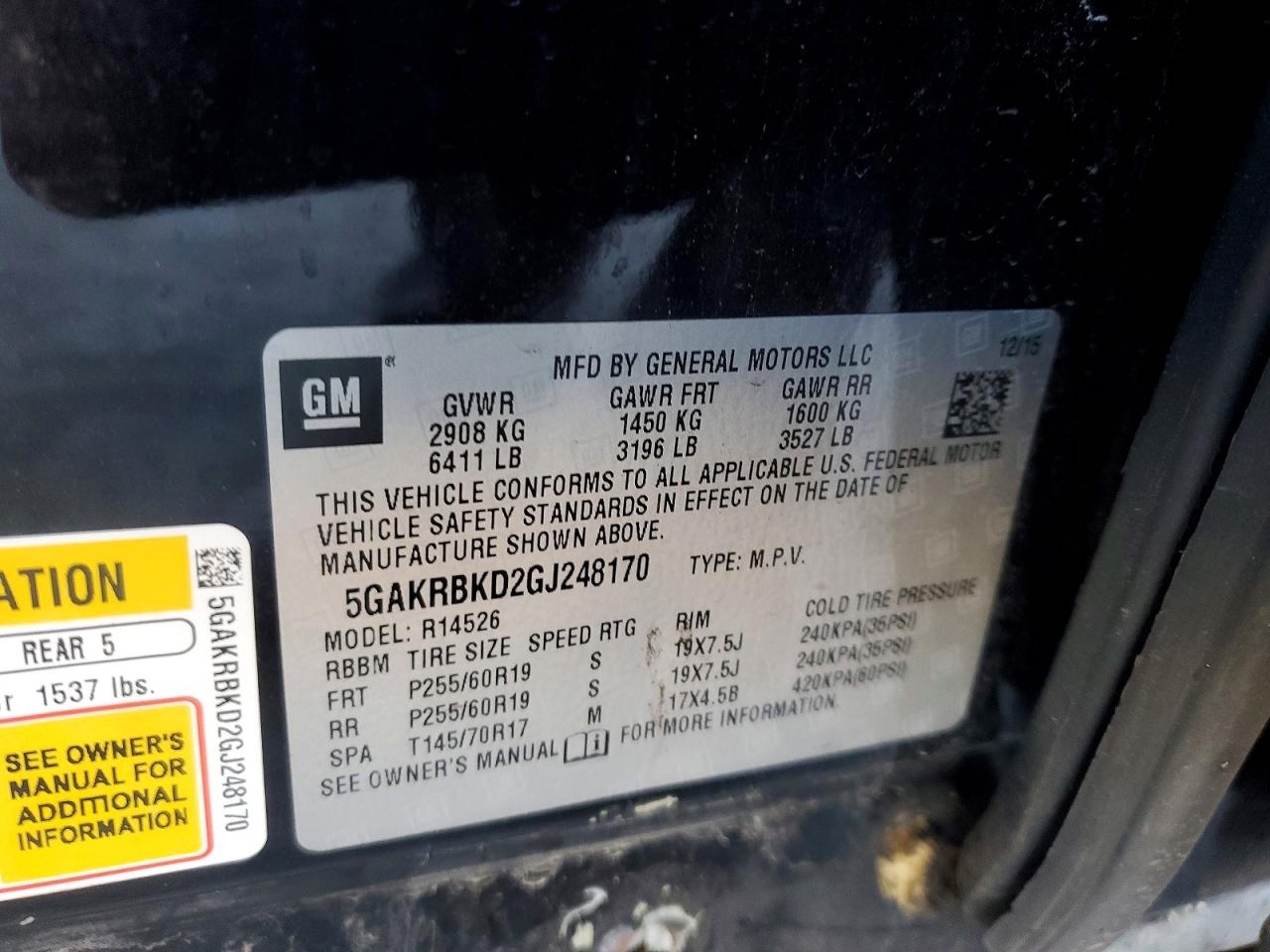2016 Buick Enclave Black vin: 5GAKRBKD2GJ248170