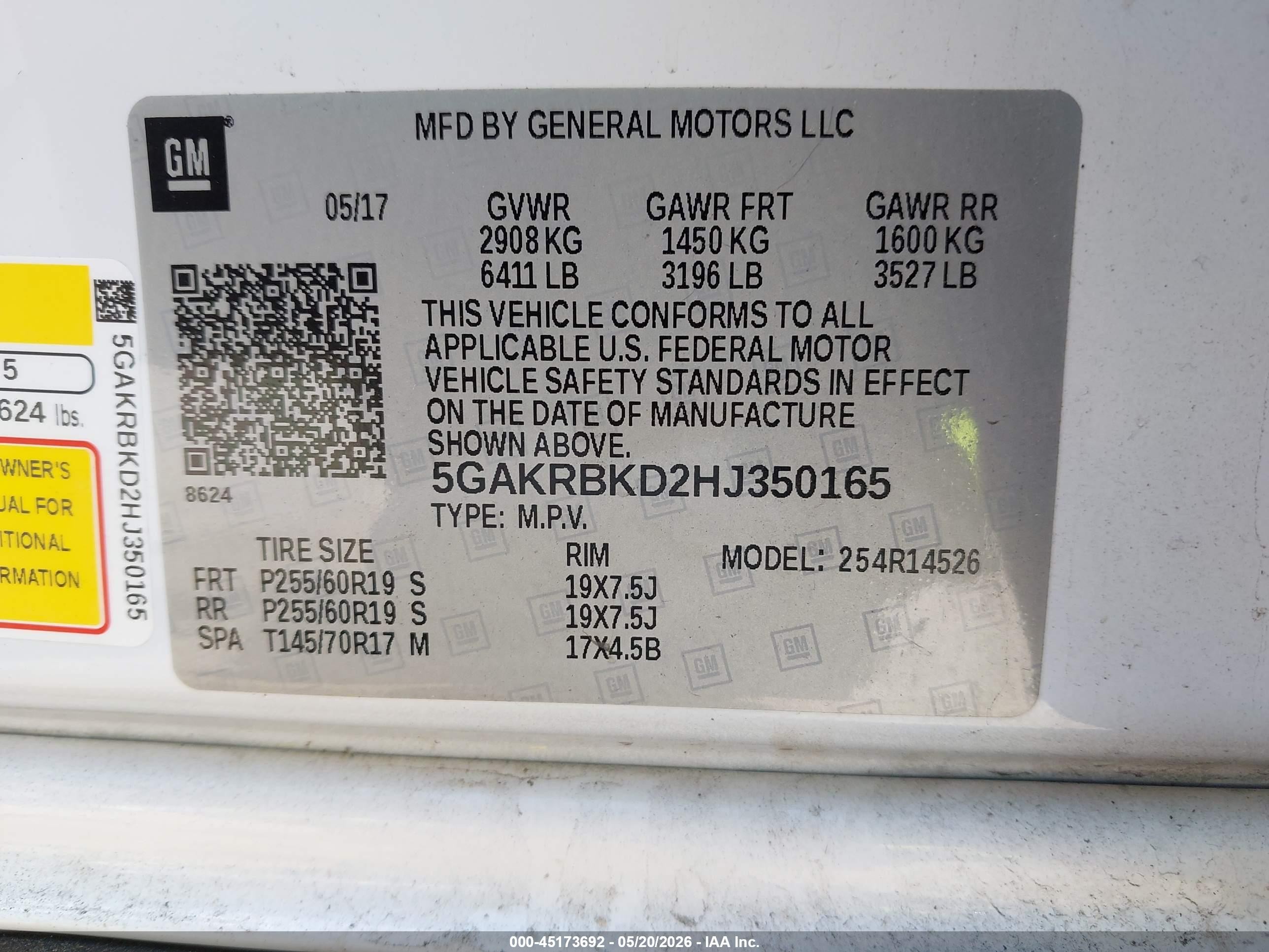 2017 Buick Enclave Leather Белый vin: 5GAKRBKD2HJ350165