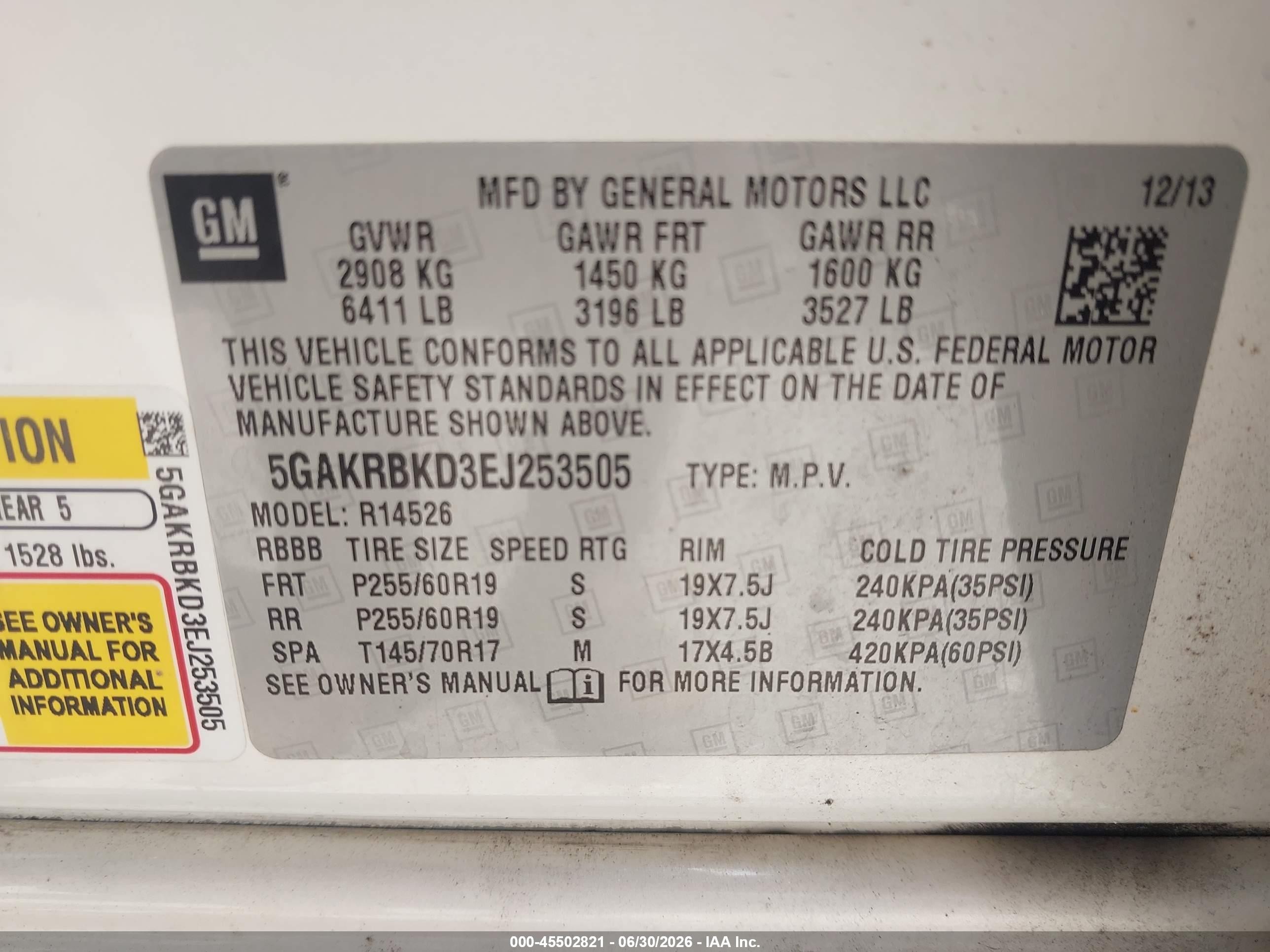 2014 Buick Enclave Leather White vin: 5GAKRBKD3EJ253505