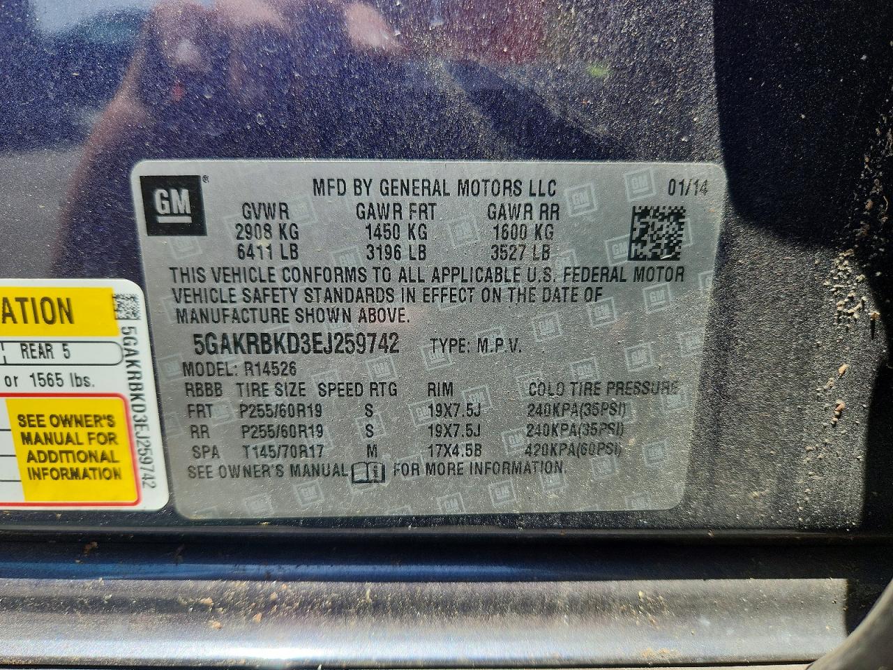 2014 Buick Enclave Blue vin: 5GAKRBKD3EJ259742