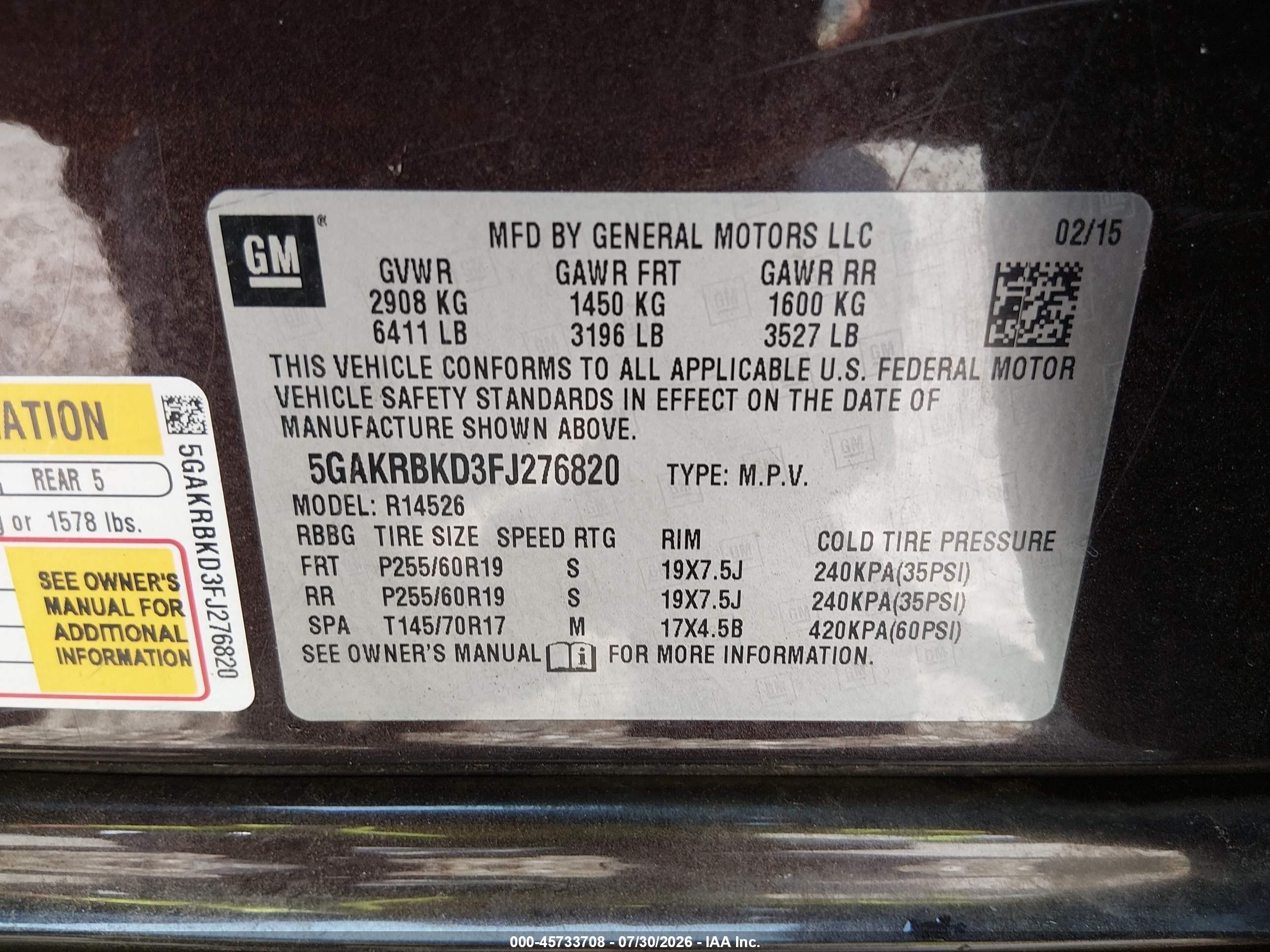 2015 Buick Enclave Leather Brown vin: 5GAKRBKD3FJ276820