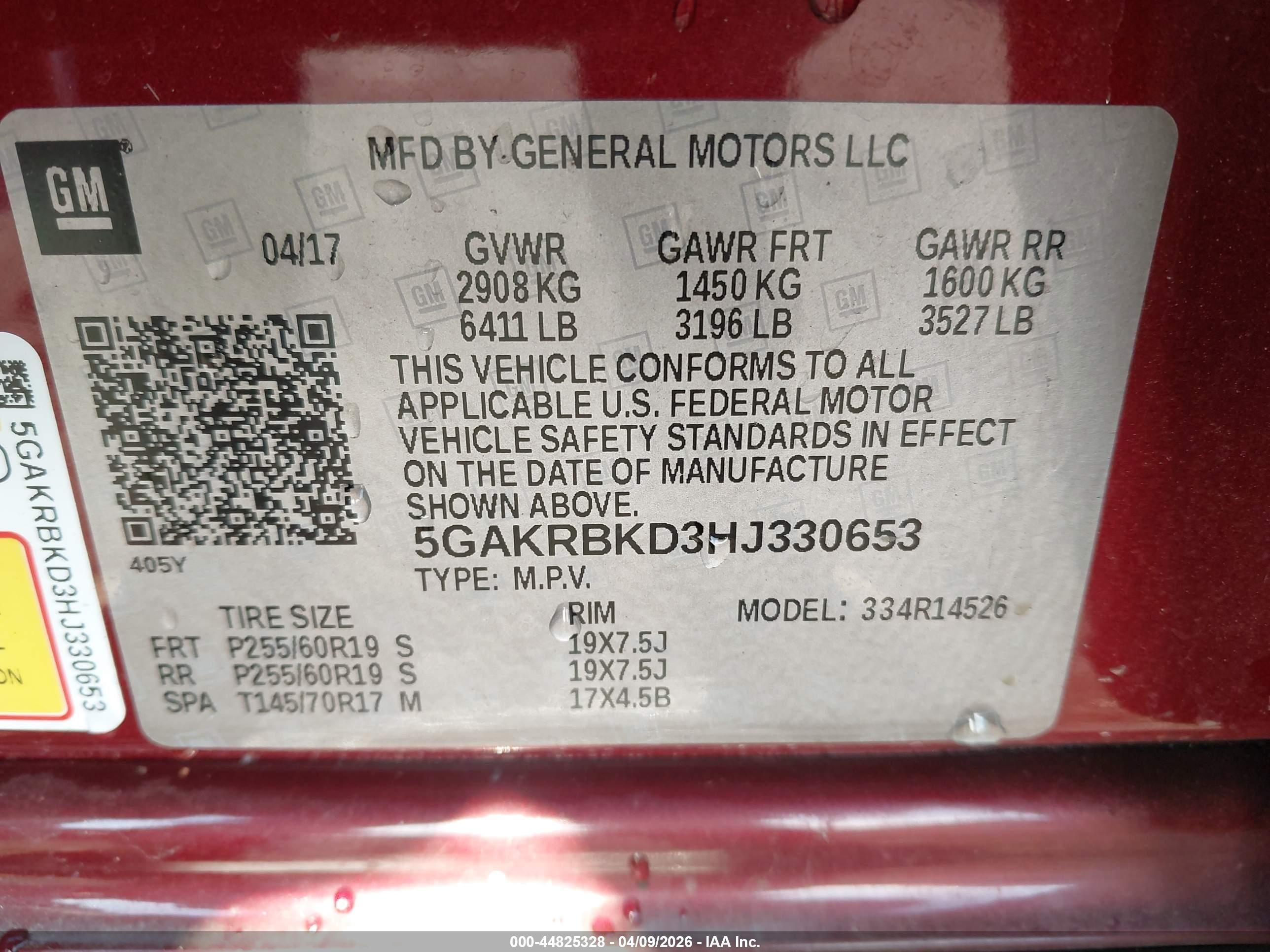 2017 Buick Enclave Leather Red vin: 5GAKRBKD3HJ330653