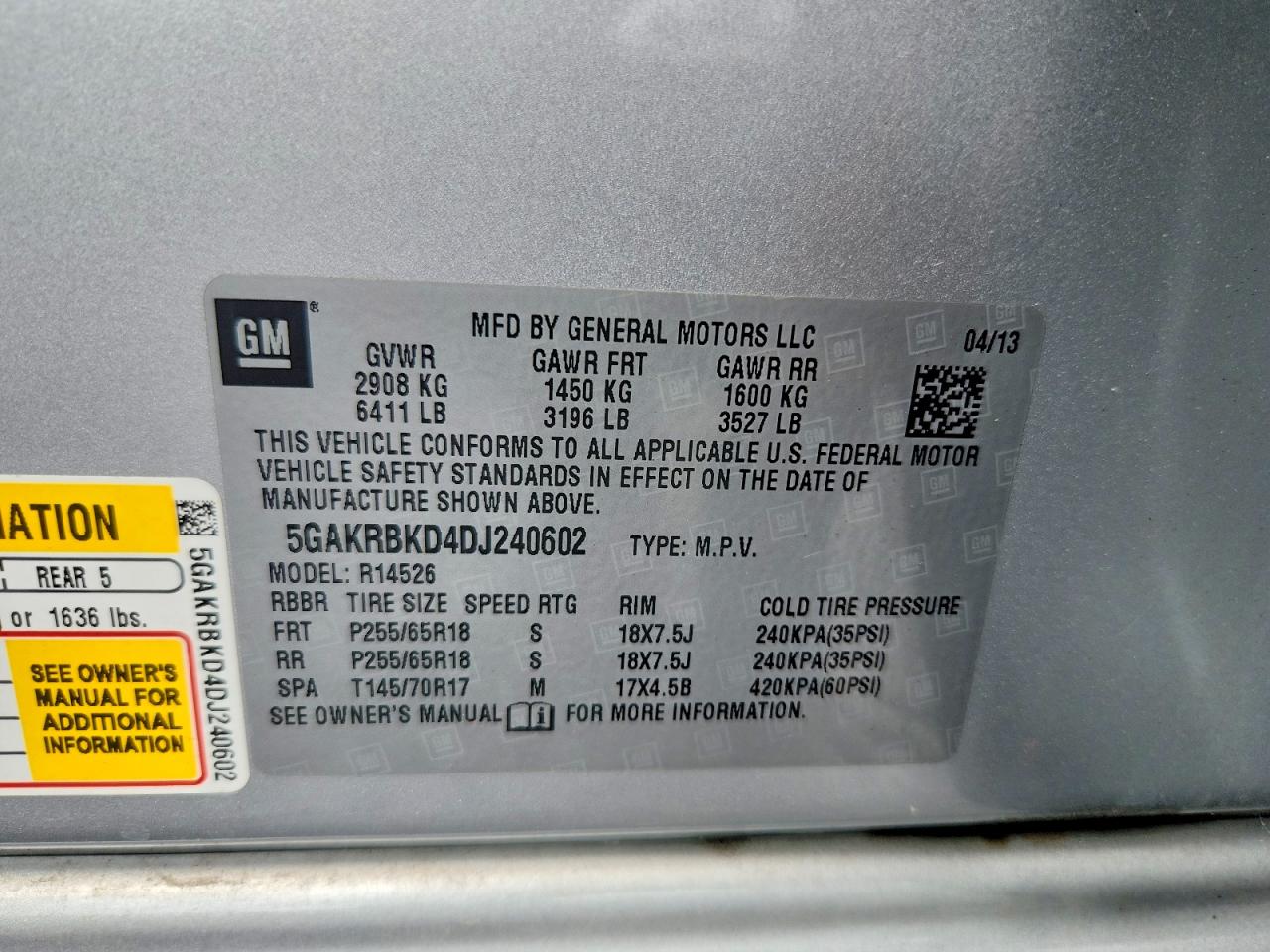 2013 Buick Enclave Silver vin: 5GAKRBKD4DJ240602