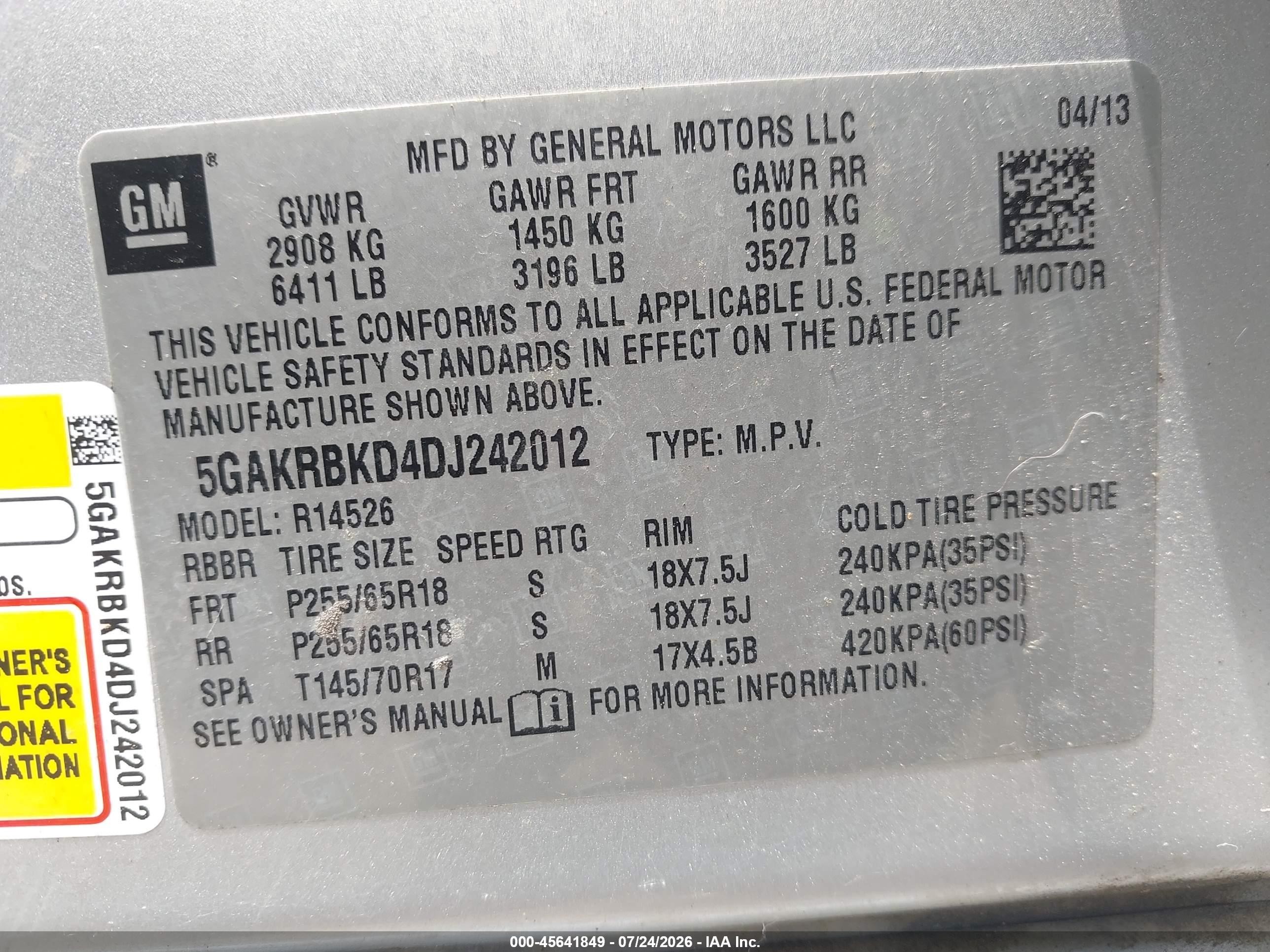 2013 Buick Enclave   Silver vin: 5GAKRBKD4DJ242012