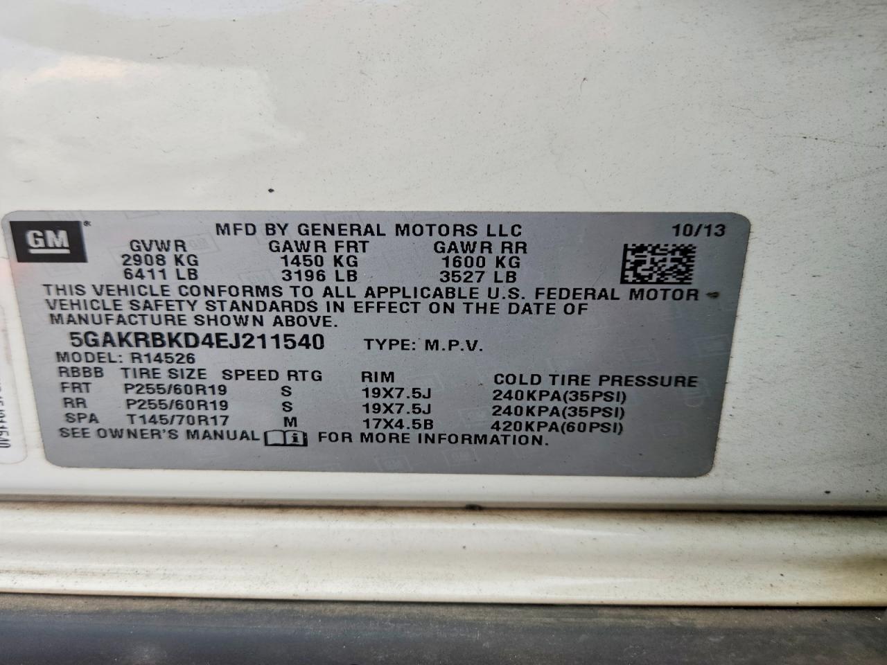 2014 Buick Enclave Cream vin: 5GAKRBKD4EJ211540