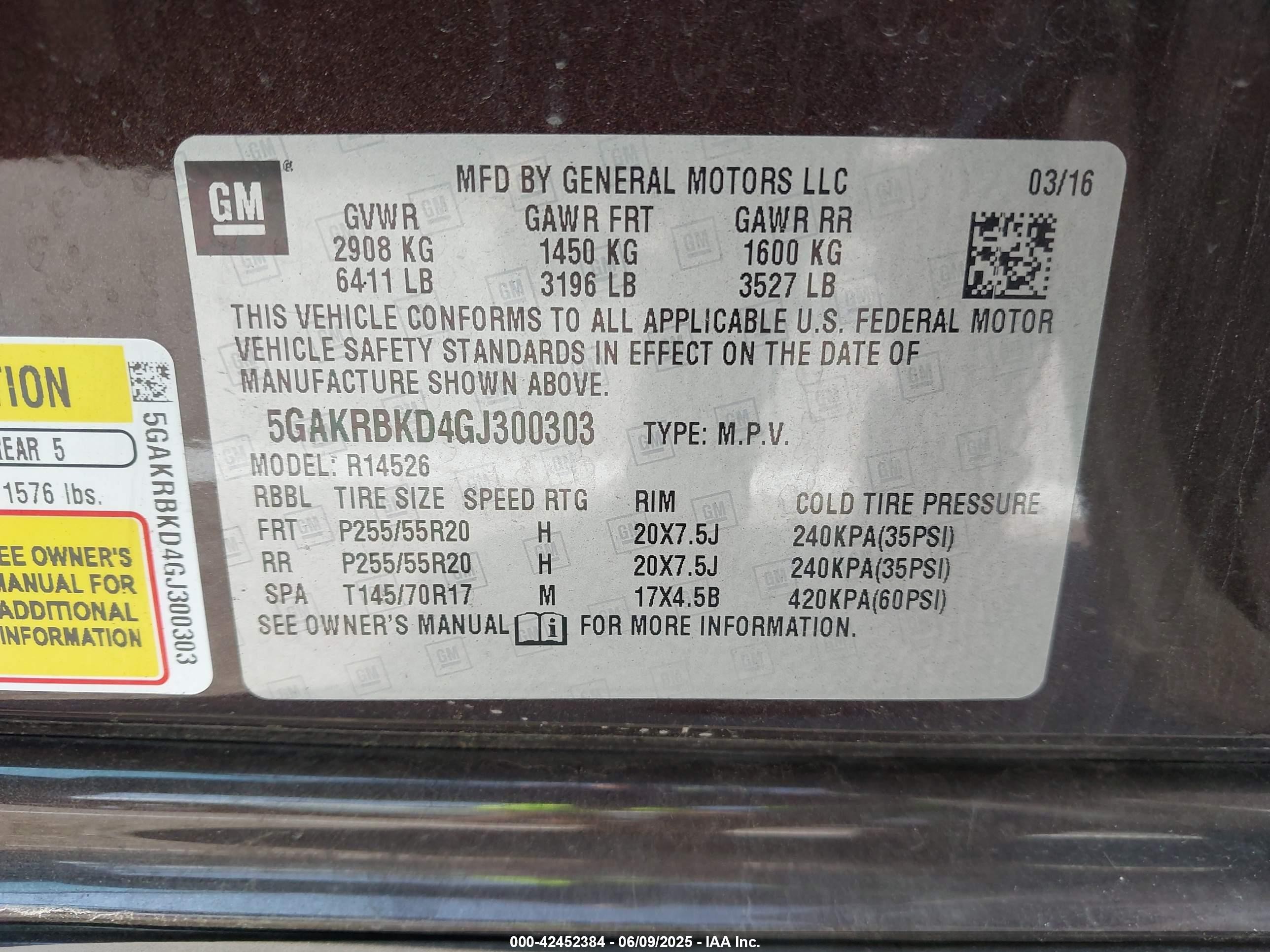2016 Buick Enclave Leather Black vin: 5GAKRBKD4GJ300303