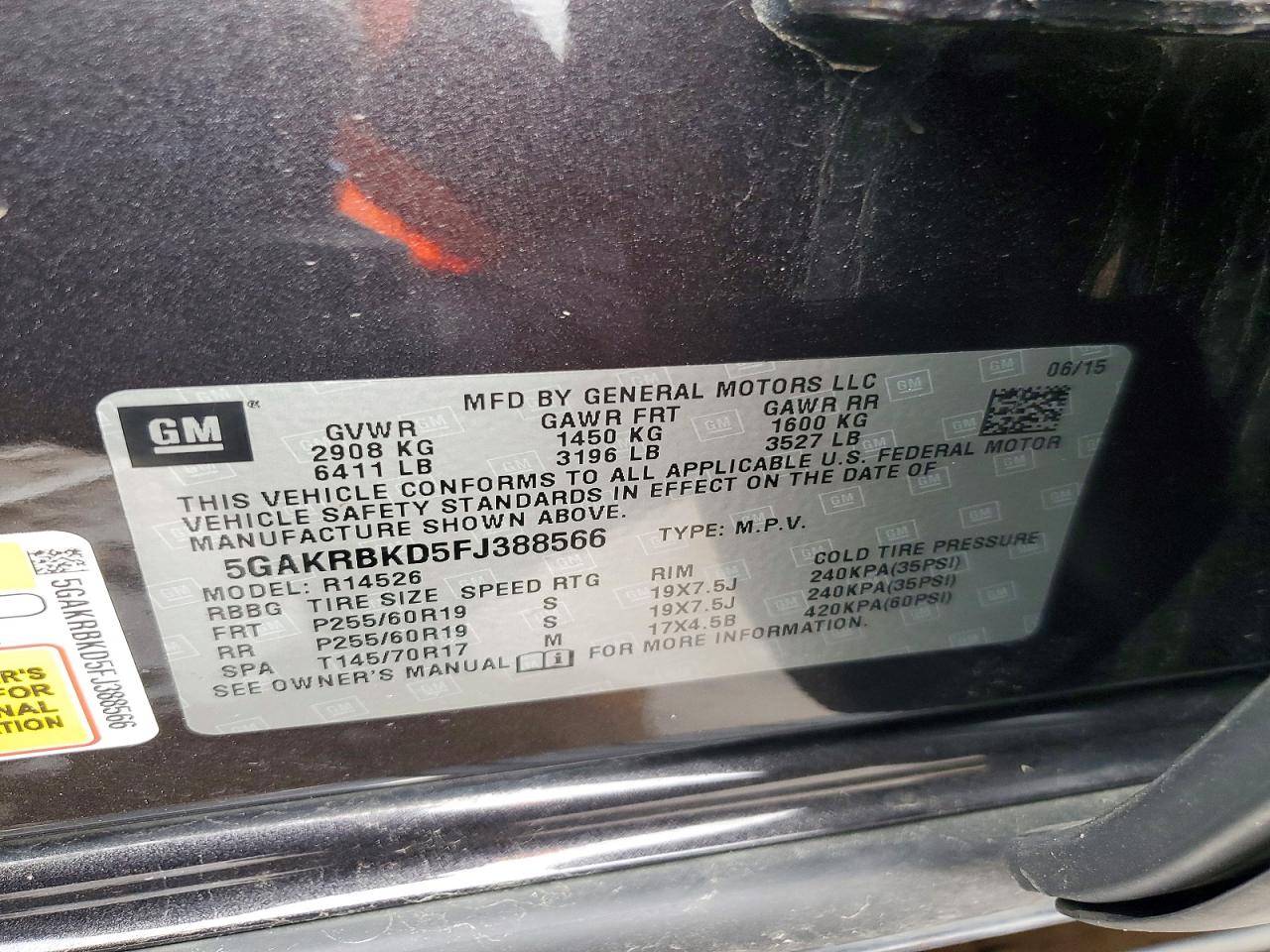 2015 Buick Enclave Серый vin: 5GAKRBKD5FJ388566