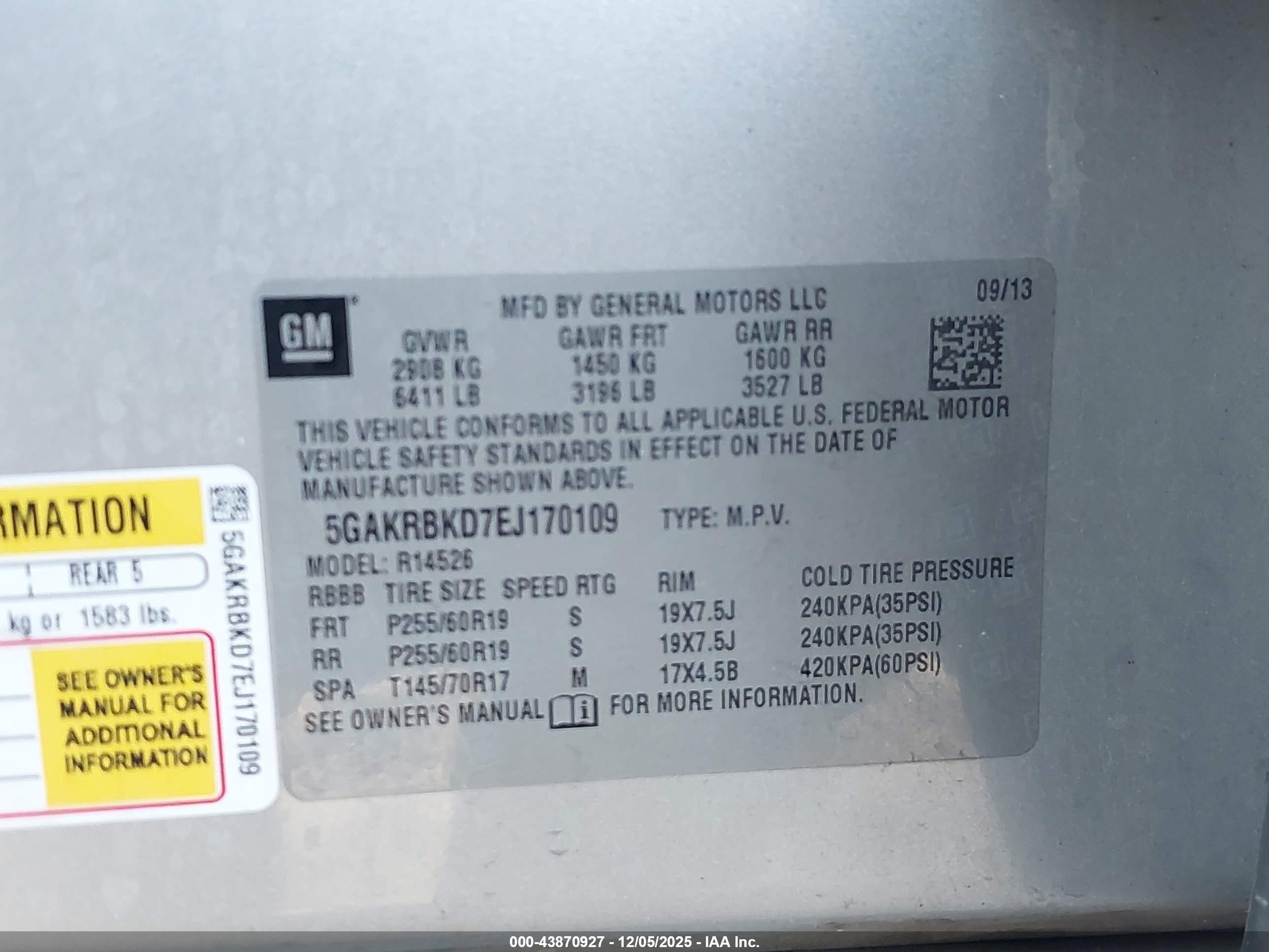 2014 Buick Enclave Leather Silver vin: 5GAKRBKD7EJ170109