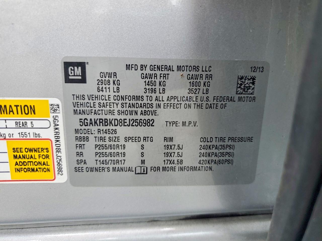 2014 Buick Enclave Серебряный vin: 5GAKRBKD8EJ256982