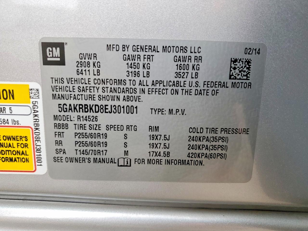 2014 Buick Enclave Silver vin: 5GAKRBKD8EJ301001