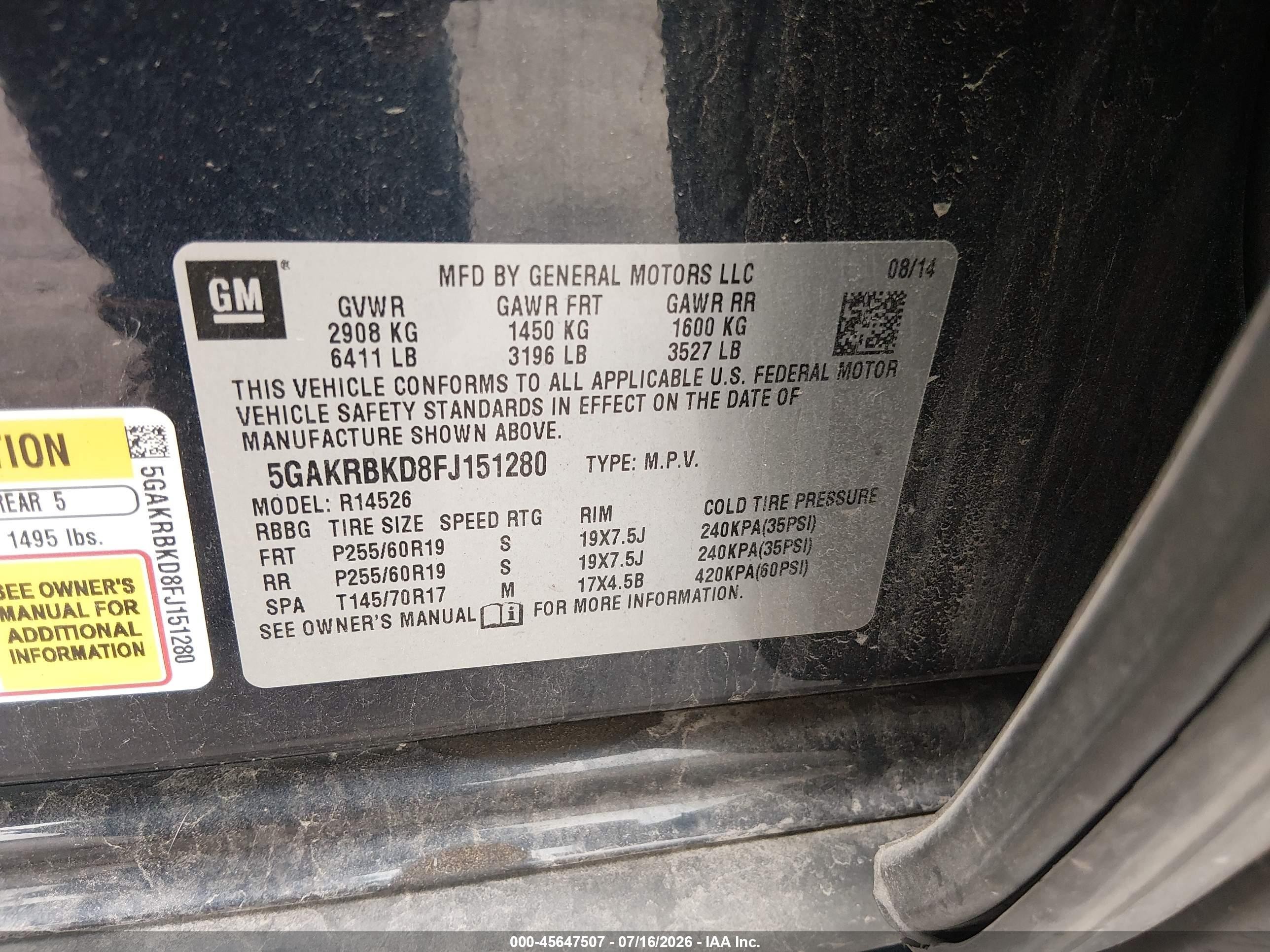 2015 Buick Enclave Leather Blue vin: 5GAKRBKD8FJ151280