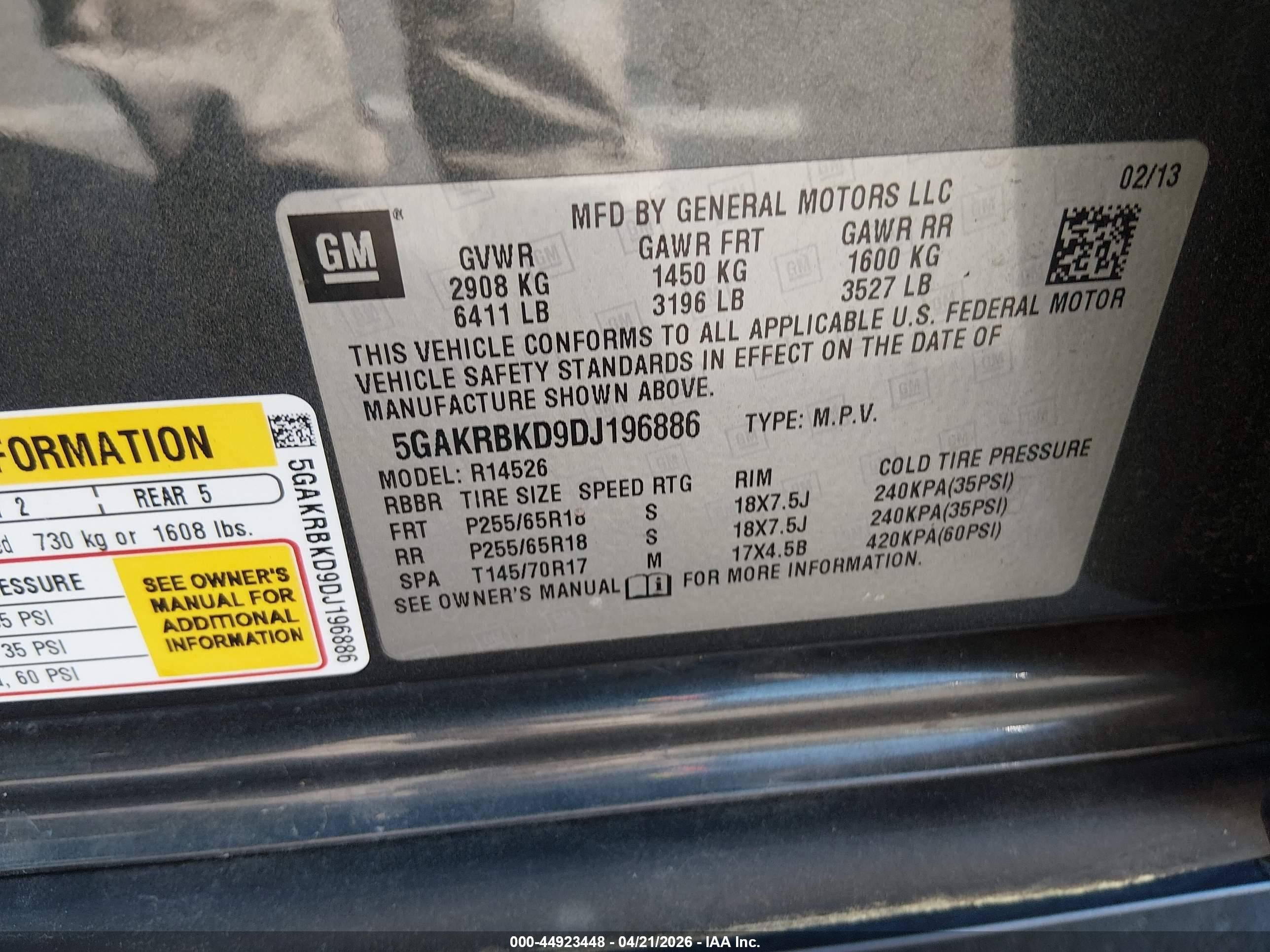2013 Buick Enclave Convenience Gray vin: 5GAKRBKD9DJ196886