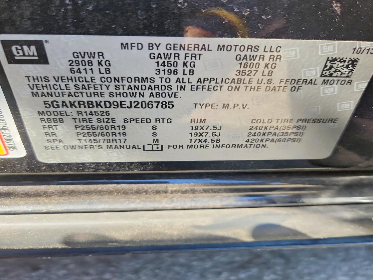 2014 Buick Enclave Black vin: 5GAKRBKD9EJ206785