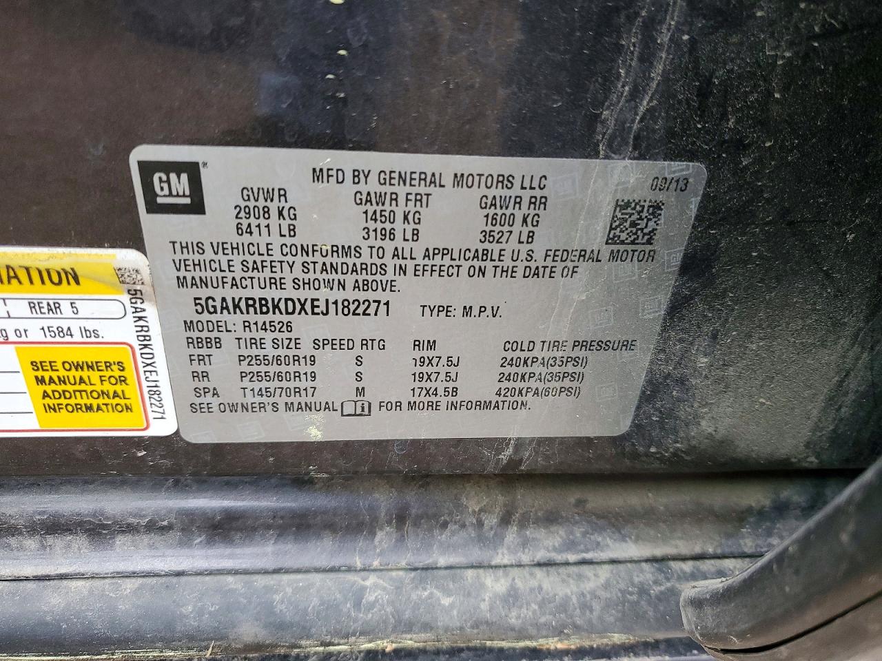 2014 Buick Enclave Серый vin: 5GAKRBKDXEJ182271