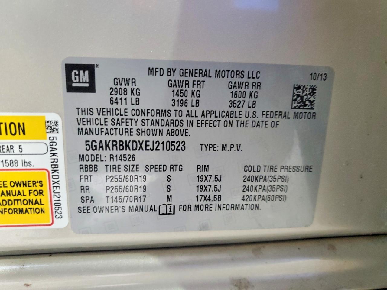 2014 Buick Enclave Silver vin: 5GAKRBKDXEJ210523