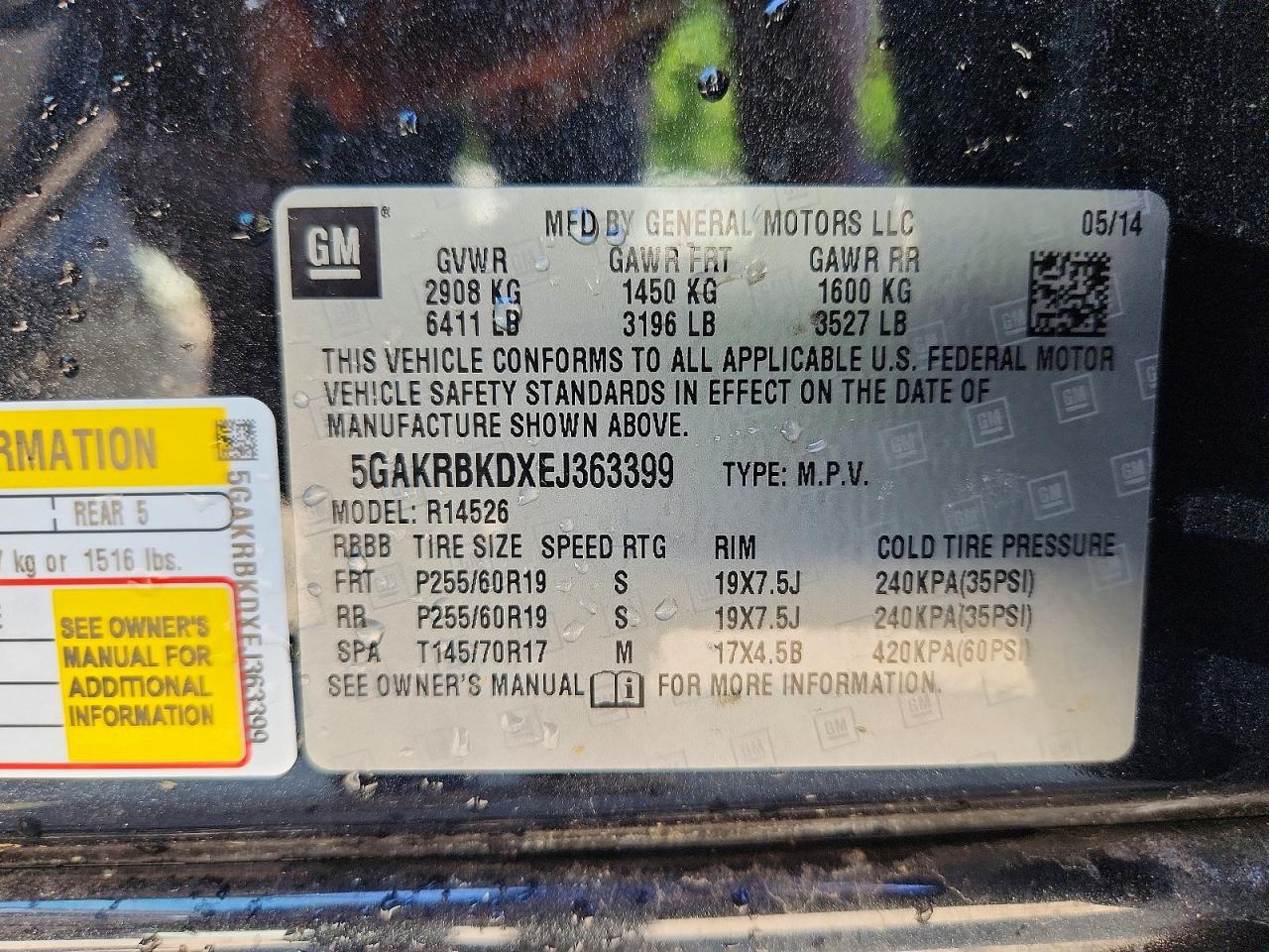 2014 Buick Enclave Black vin: 5GAKRBKDXEJ363399