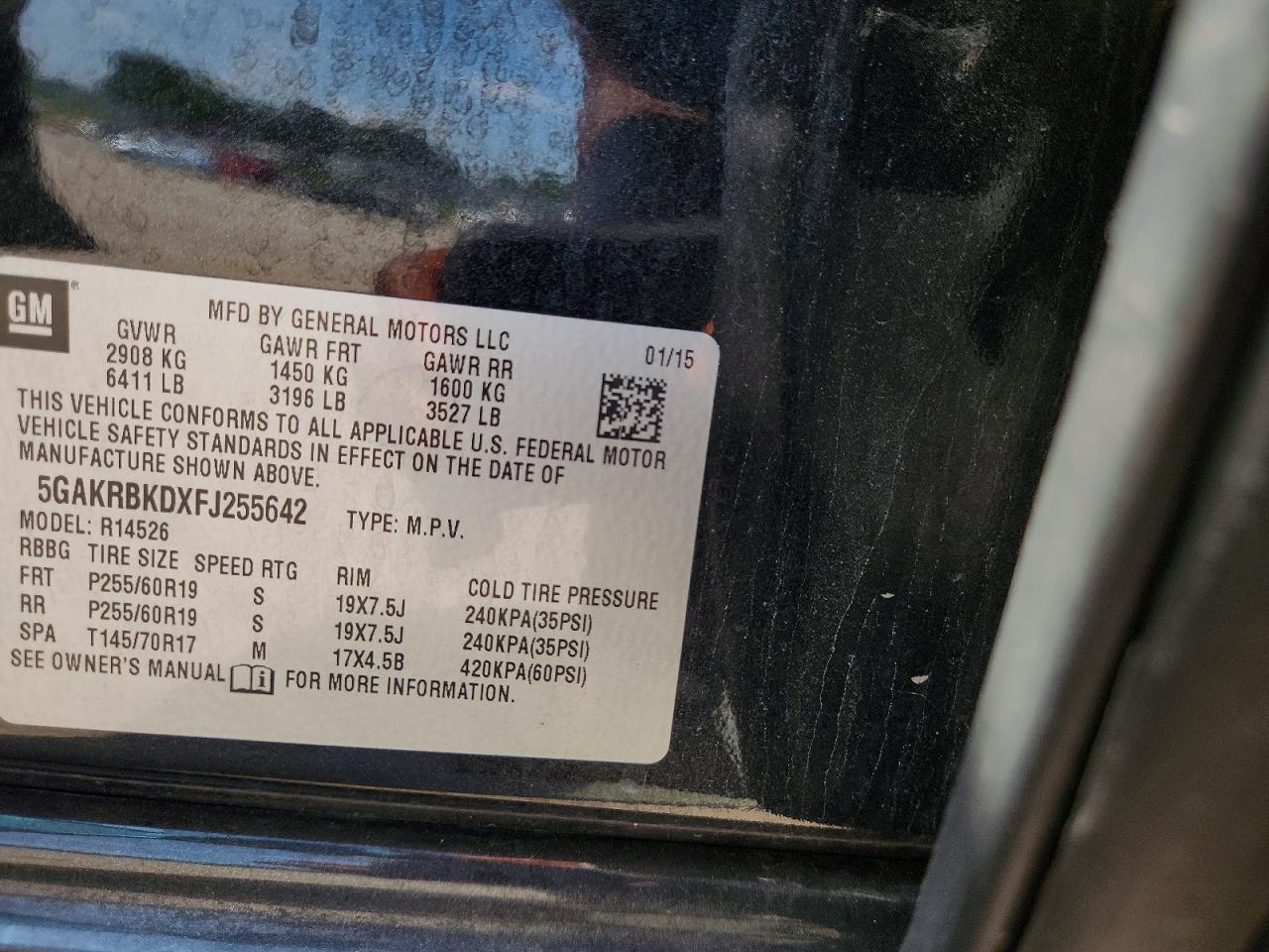 2015 Buick Enclave Charcoal vin: 5GAKRBKDXFJ255642
