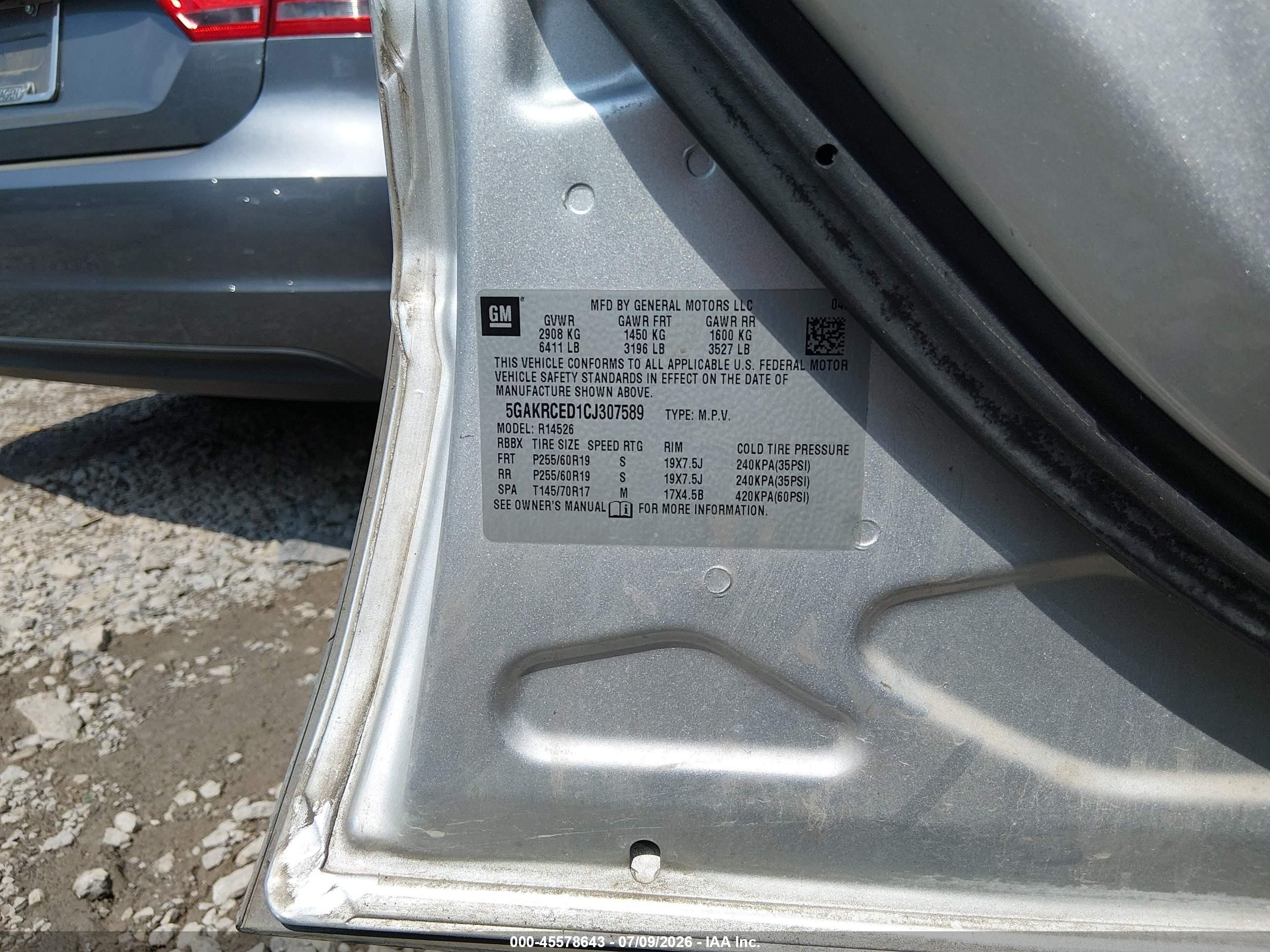 2012 Buick Enclave Leather Silver vin: 5GAKRCED1CJ307589