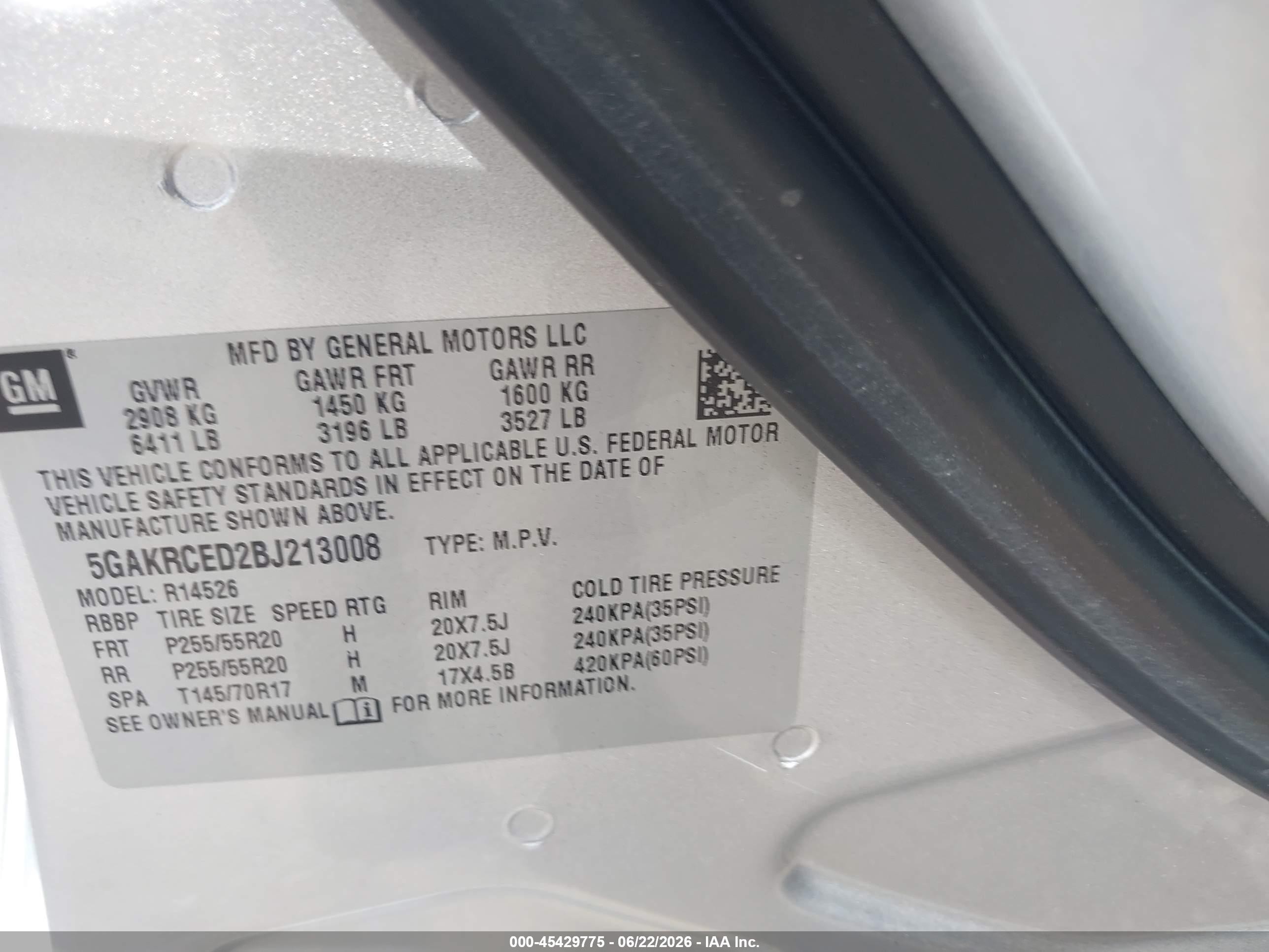 2011 Buick Enclave 2xl Silver vin: 5GAKRCED2BJ213008