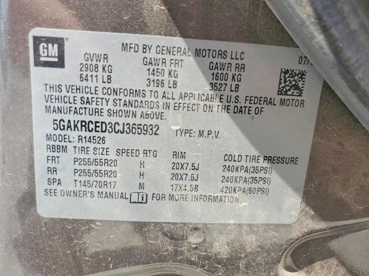 2012 Buick Enclave Gray vin: 5GAKRCED3CJ365932