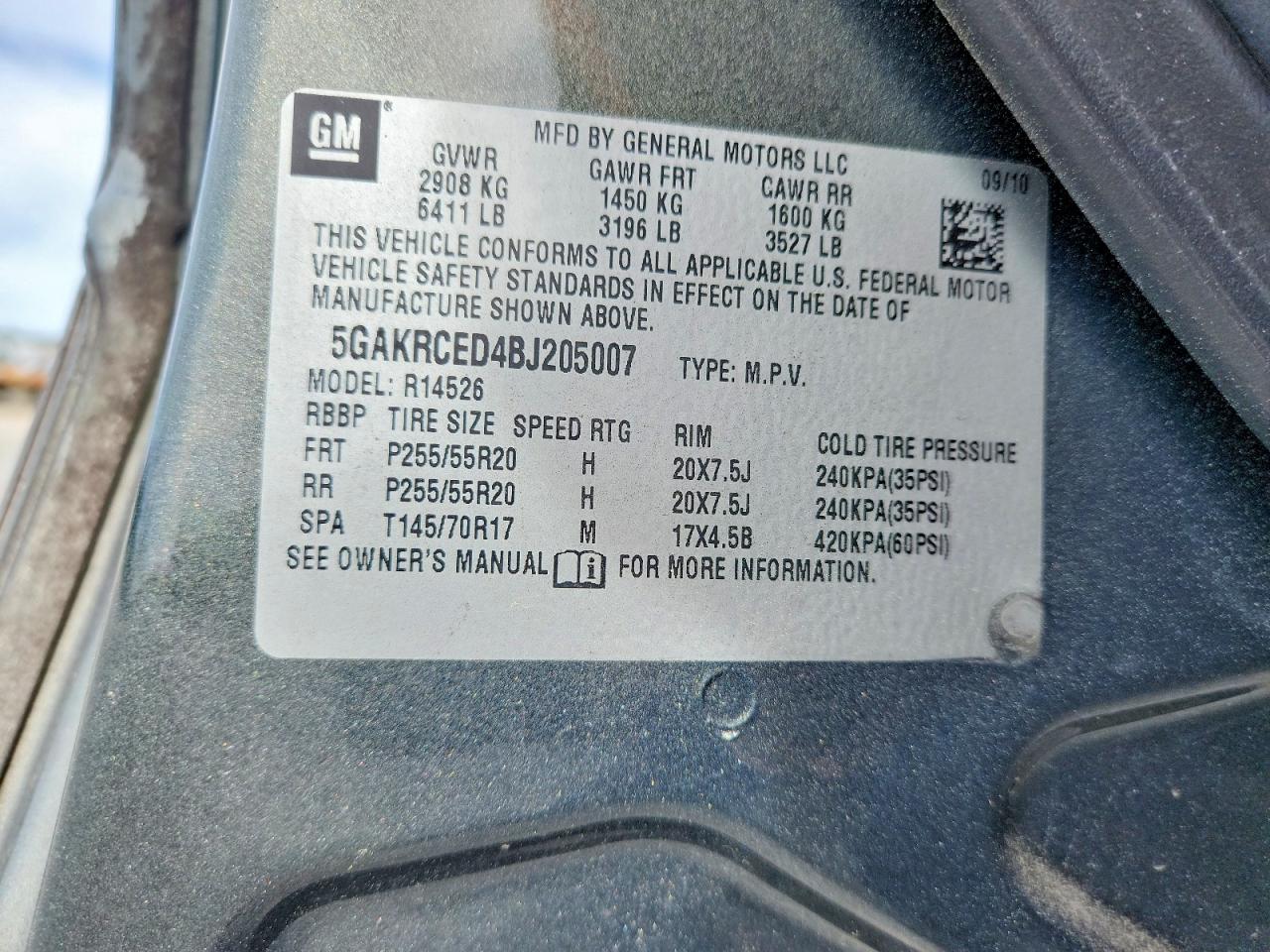 2011 Buick Enclave Cxl Gray vin: 5GAKRCED4BJ205007