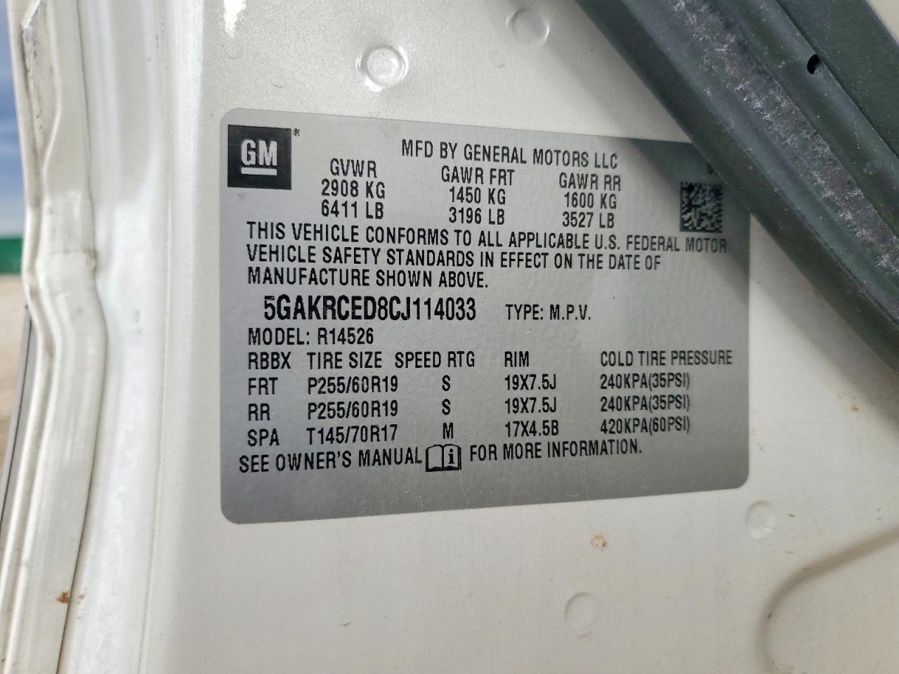 2012 Buick Enclave Белый vin: 5GAKRCED8CJ114033