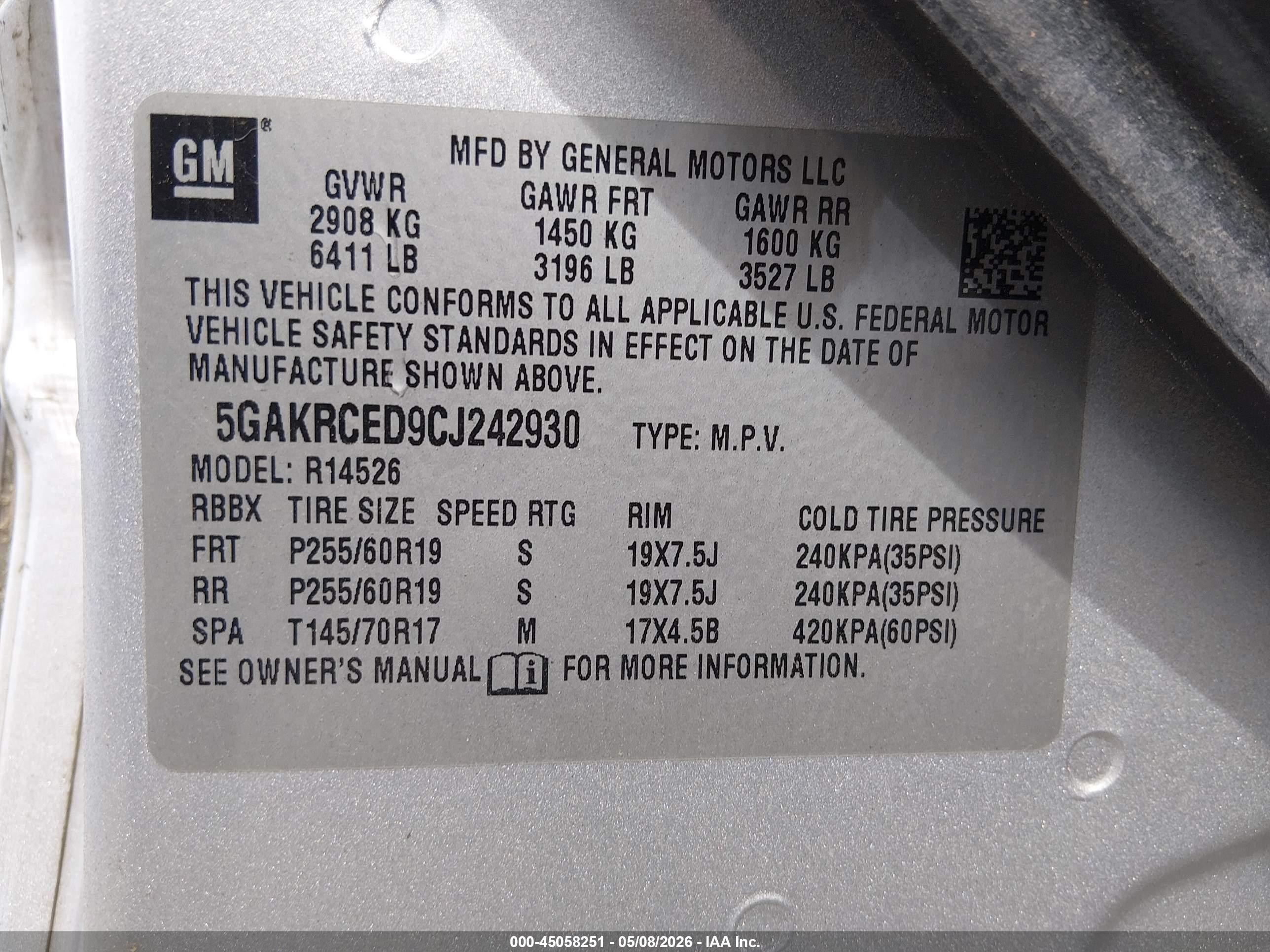 2012 Buick Enclave Leather Серебряный vin: 5GAKRCED9CJ242930