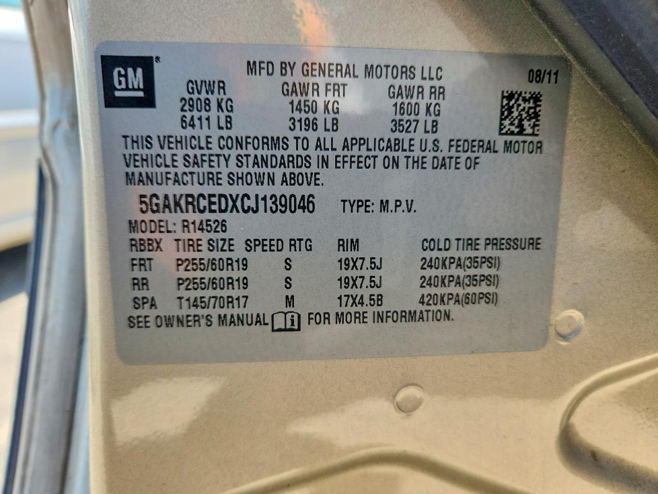 2012 Buick Enclave Бежевый vin: 5GAKRCEDXCJ139046