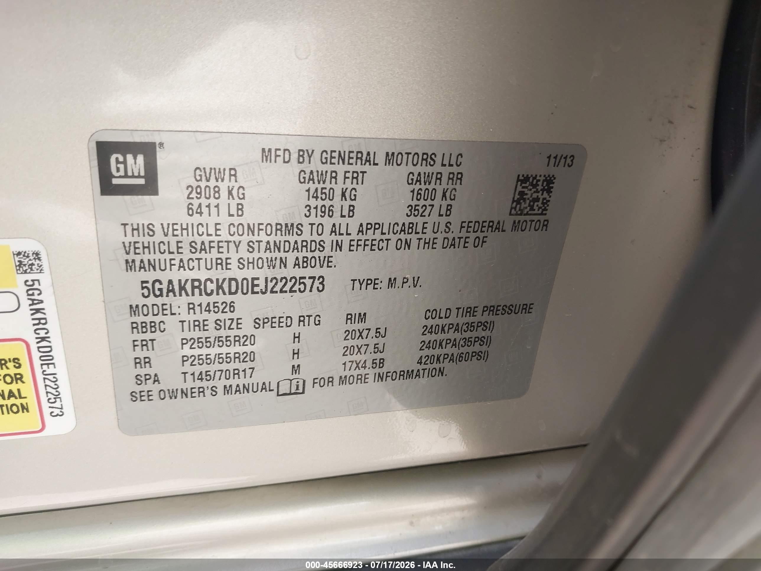 2014 Buick Enclave Premium Brown vin: 5GAKRCKD0EJ222573