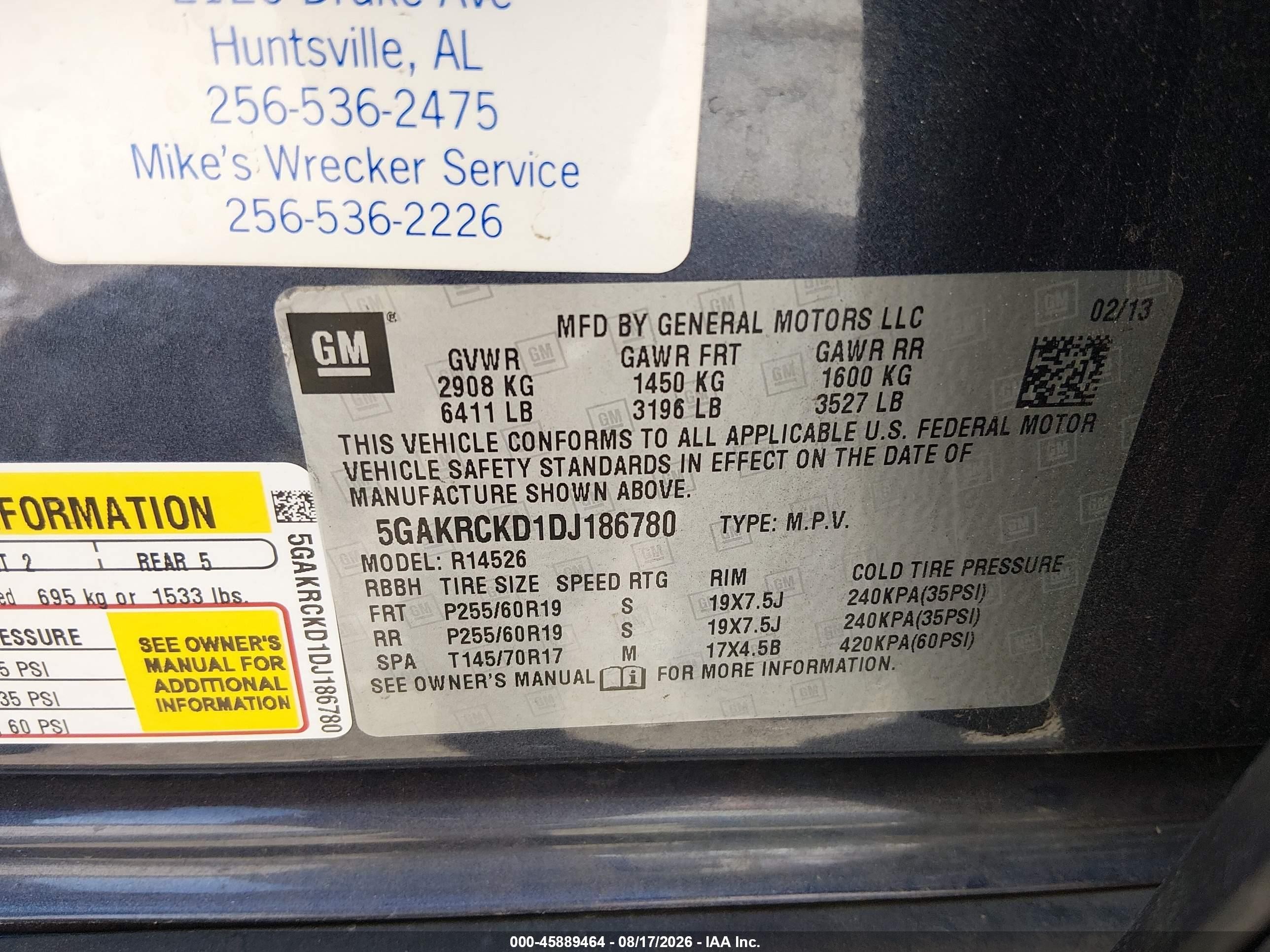 2013 Buick Enclave Leather Blue vin: 5GAKRCKD1DJ186780