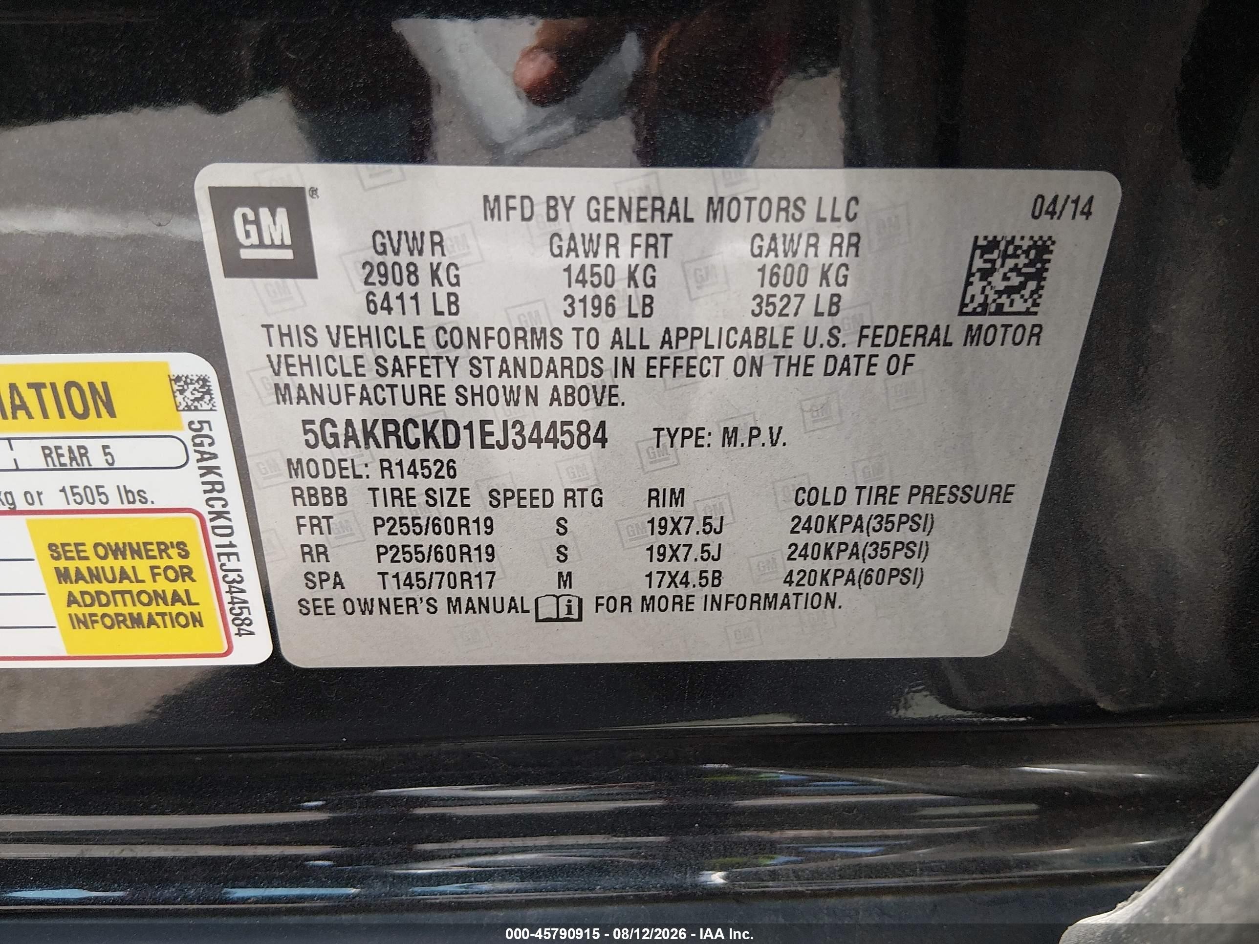 2014 Buick Enclave Premium Dark Blue vin: 5GAKRCKD1EJ344584