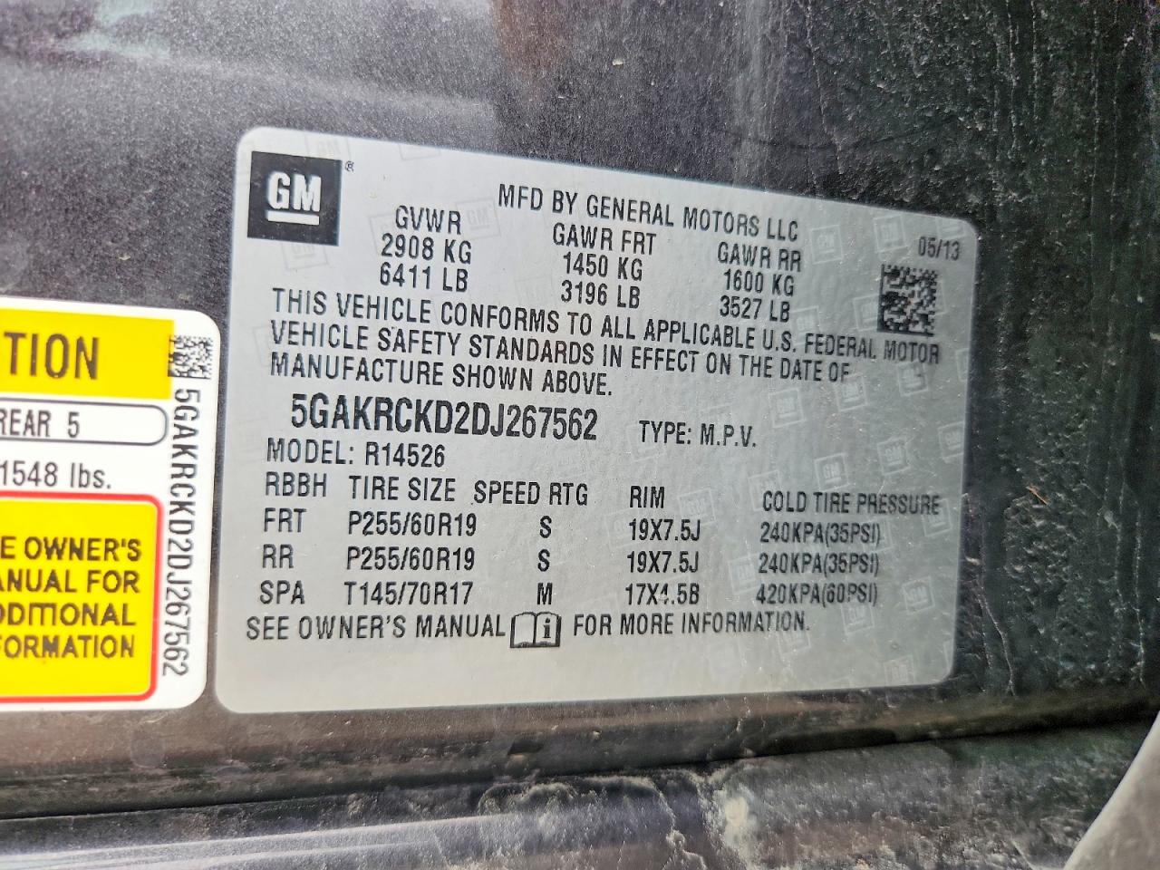 2013 Buick Enclave Gray vin: 5GAKRCKD2DJ267562