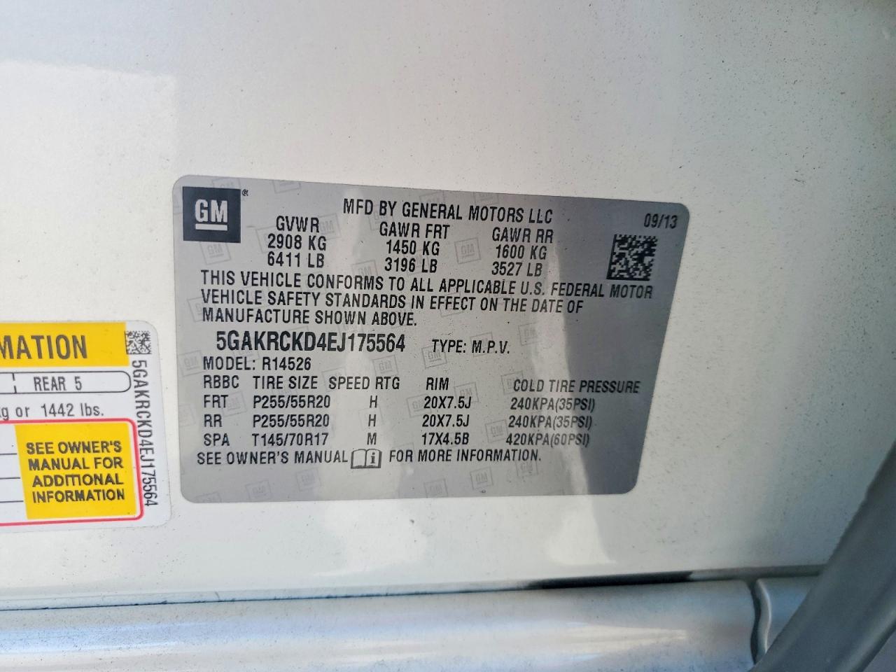 2014 Buick Enclave White vin: 5GAKRCKD4EJ175564