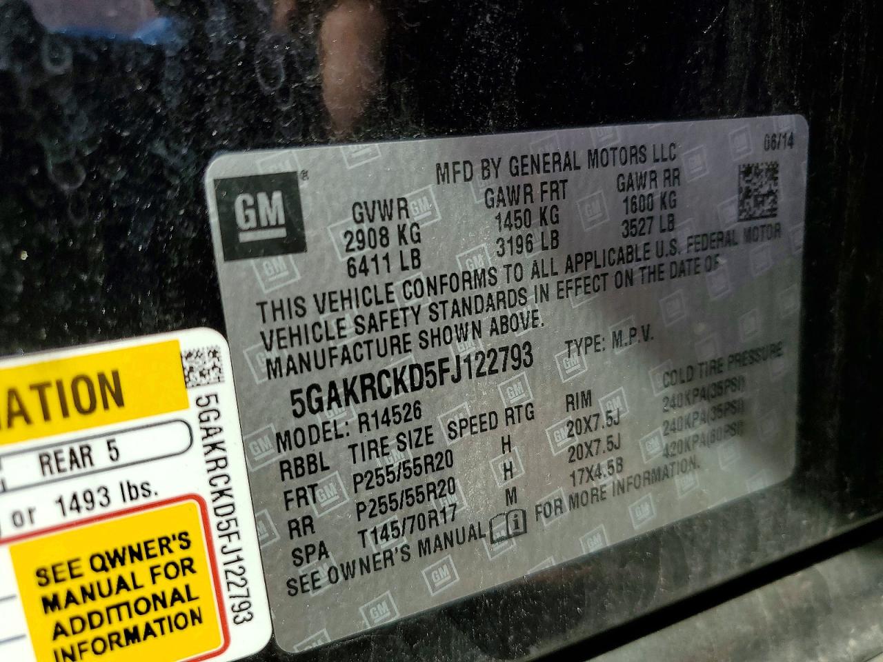 2015 Buick Enclave Черный vin: 5GAKRCKD5FJ122793