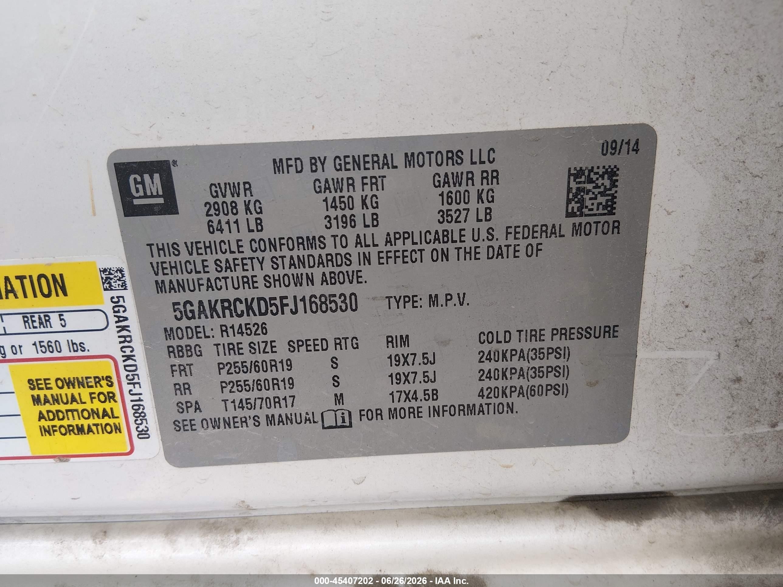 2015 Buick Enclave Premium Белый vin: 5GAKRCKD5FJ168530