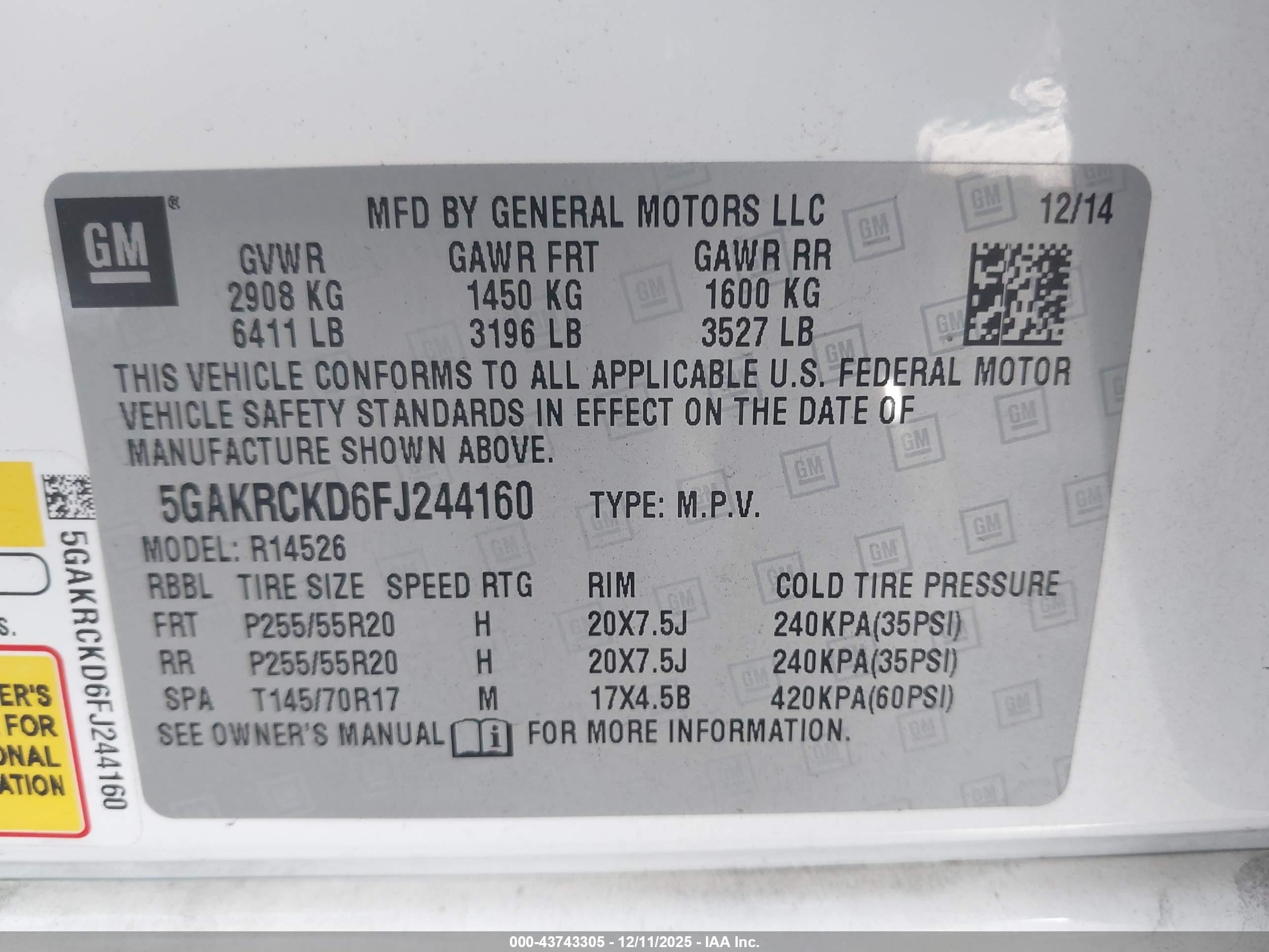2015 Buick Enclave Premium White vin: 5GAKRCKD6FJ244160