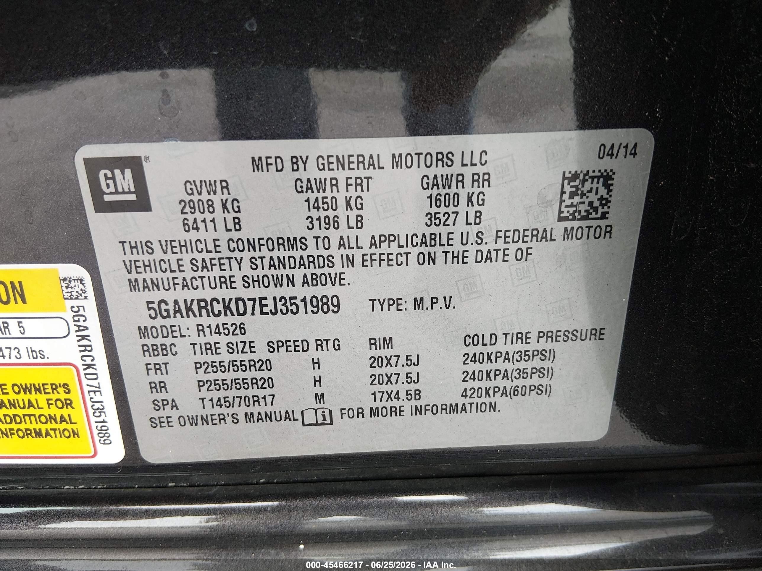 2014 Buick Enclave Premium Gray vin: 5GAKRCKD7EJ351989