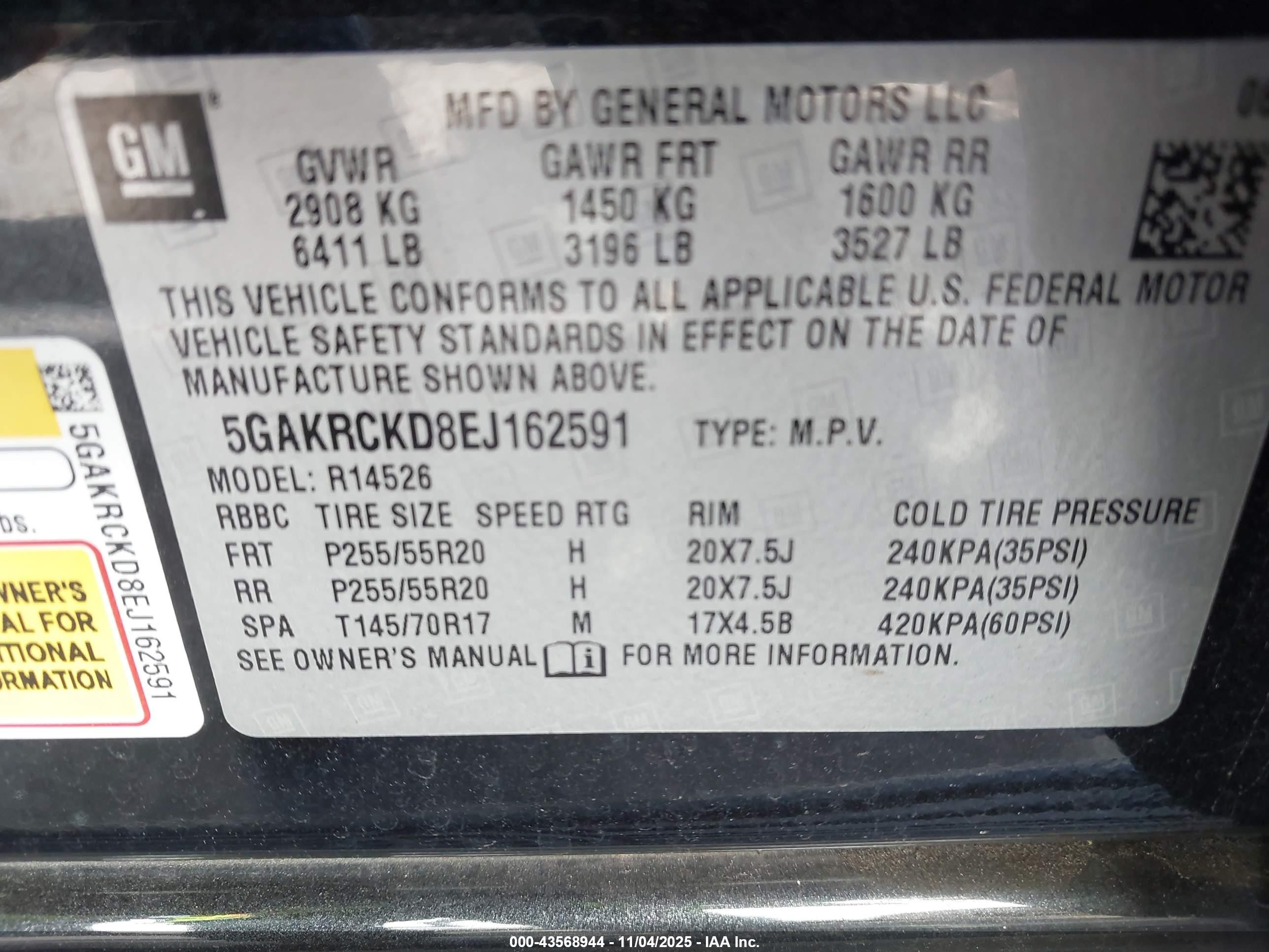 2014 Buick Enclave Premium Black vin: 5GAKRCKD8EJ162591