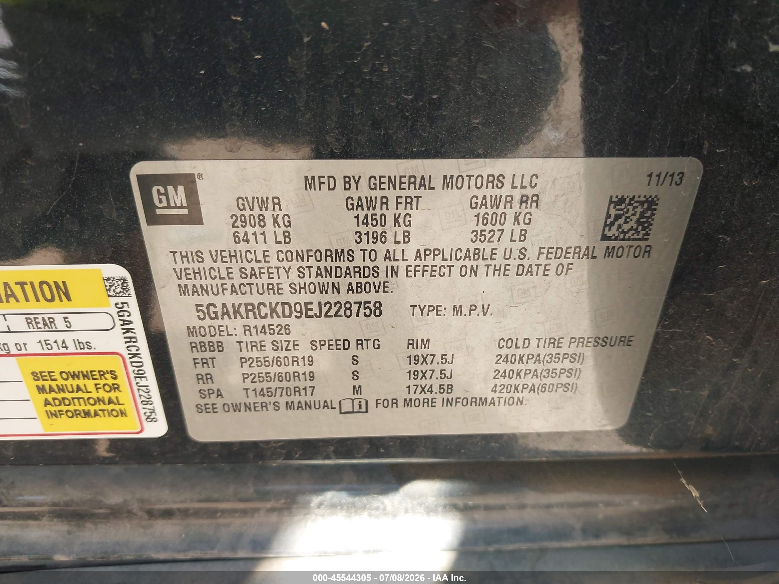2014 Buick Enclave Premium Gray vin: 5GAKRCKD9EJ228758