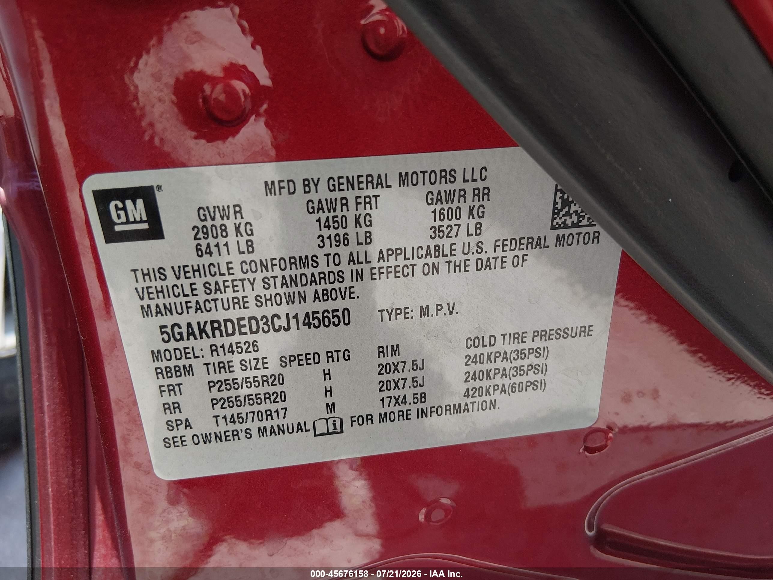 2012 Buick Enclave Premium Темно-бордовый vin: 5GAKRDED3CJ145650