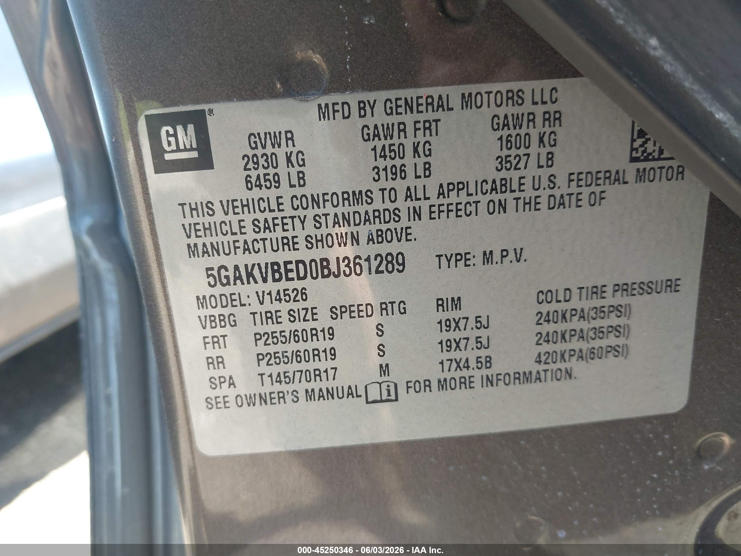 2011 Buick Enclave 1xl Brown vin: 5GAKVBED0BJ361289