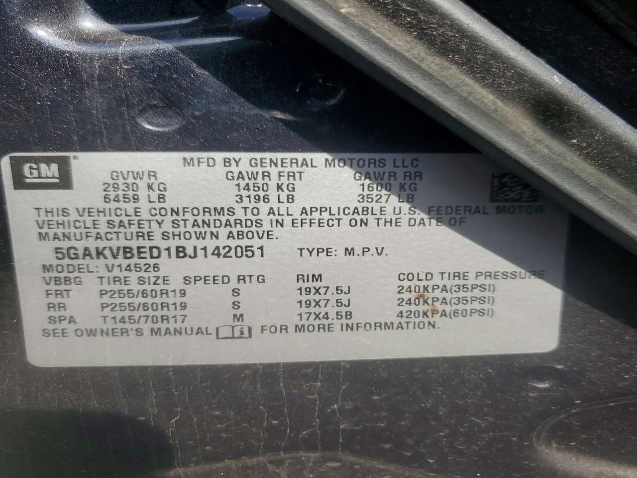 2011 Buick Enclave Cxl Black vin: 5GAKVBED1BJ142051