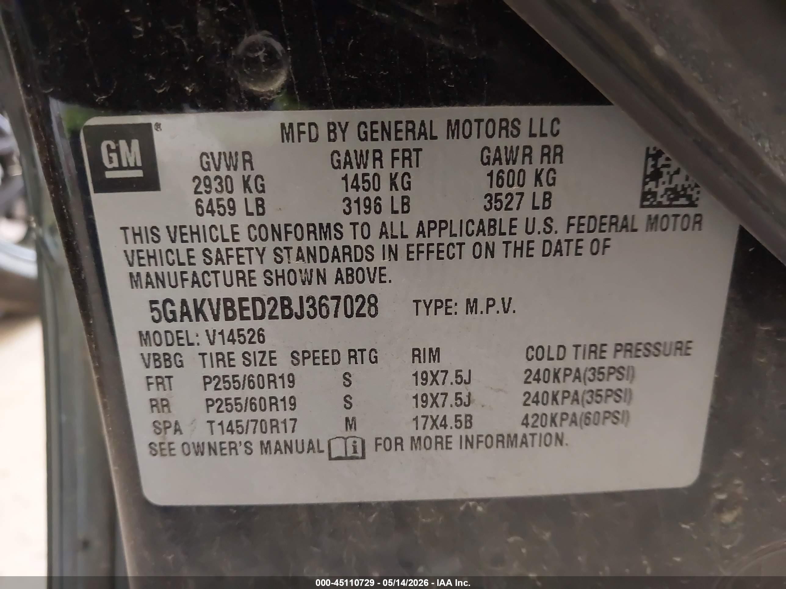 2011 Buick Enclave 1xl Gray vin: 5GAKVBED2BJ367028