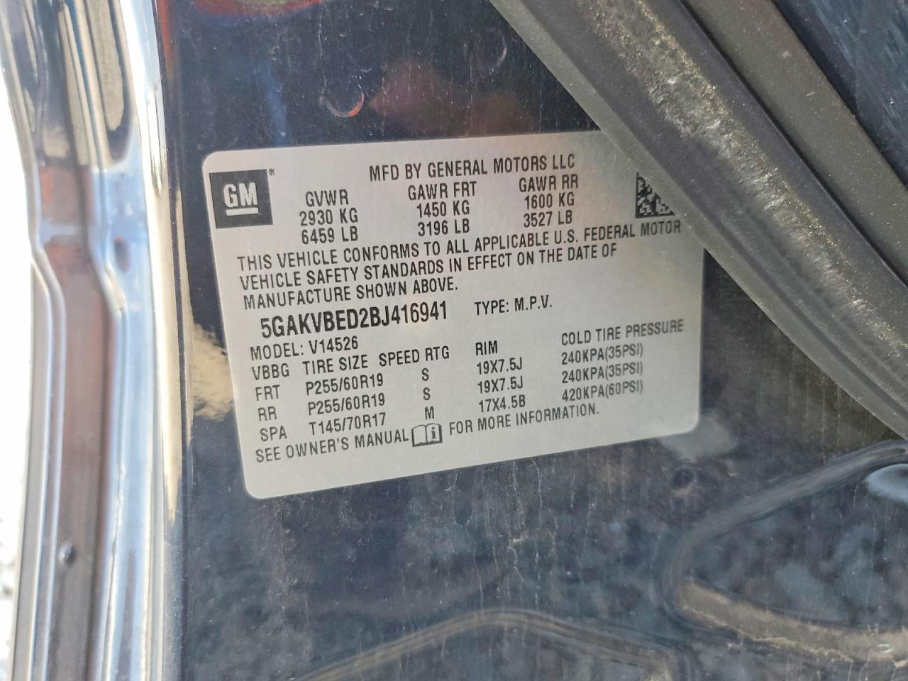 2011 Buick Enclave Cxl Blue vin: 5GAKVBED2BJ416941