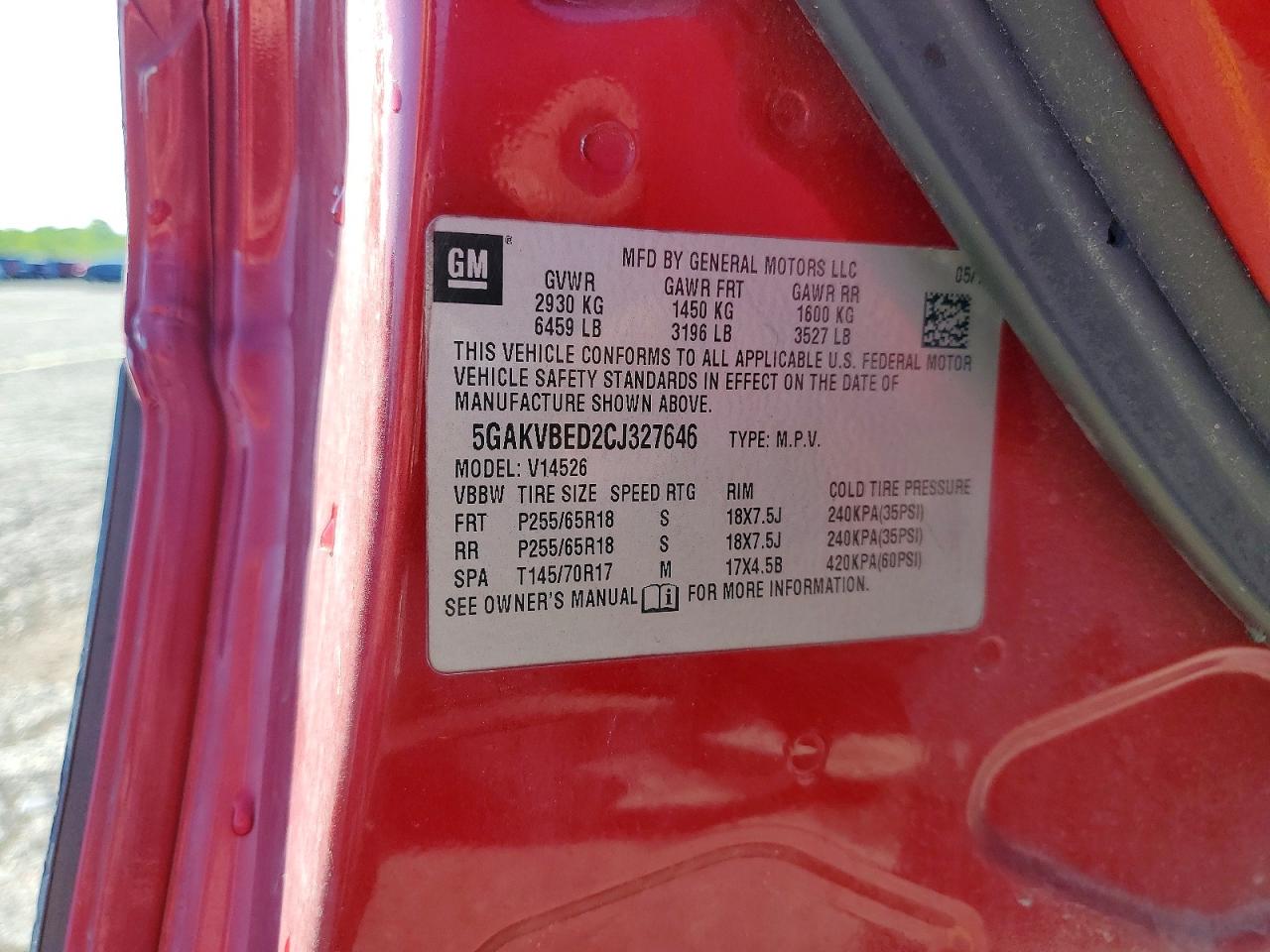 2012 Buick Enclave Red vin: 5GAKVBED2CJ327646