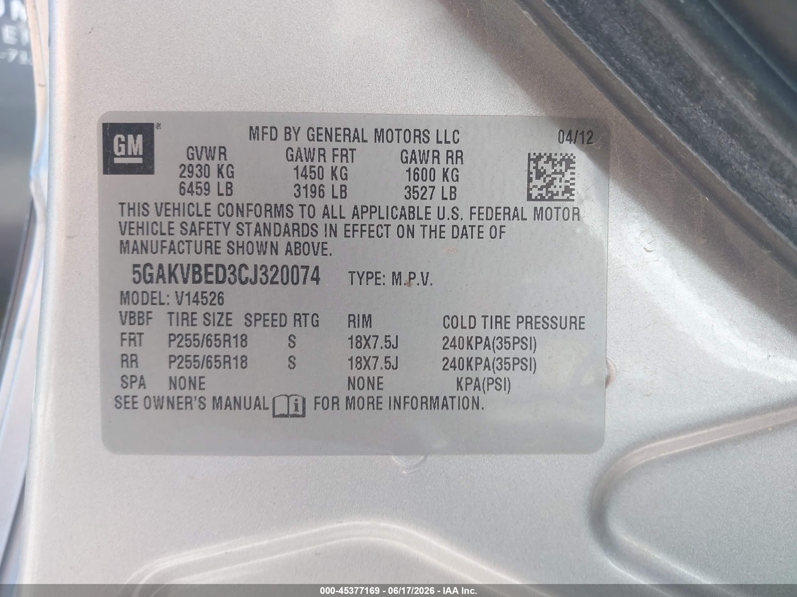 2012 Buick Enclave Convenience Silver vin: 5GAKVBED3CJ320074