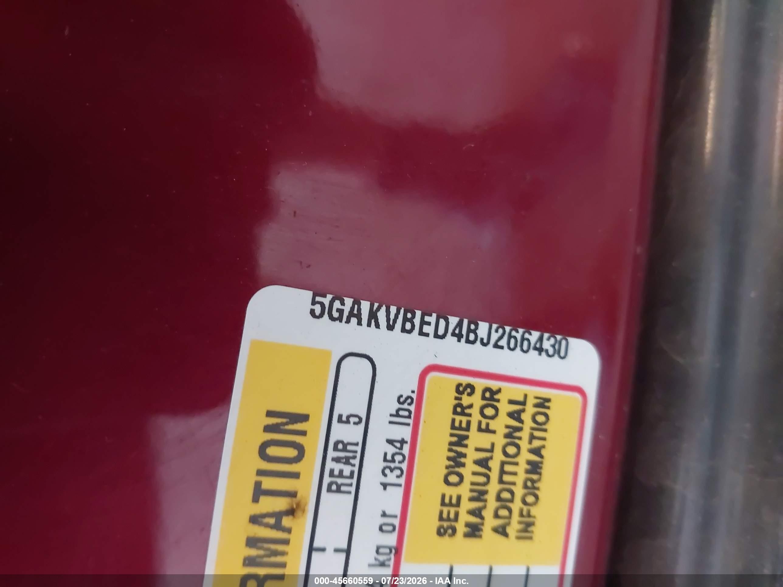 2011 Buick Enclave 1xl Burgundy vin: 5GAKVBED4BJ266430
