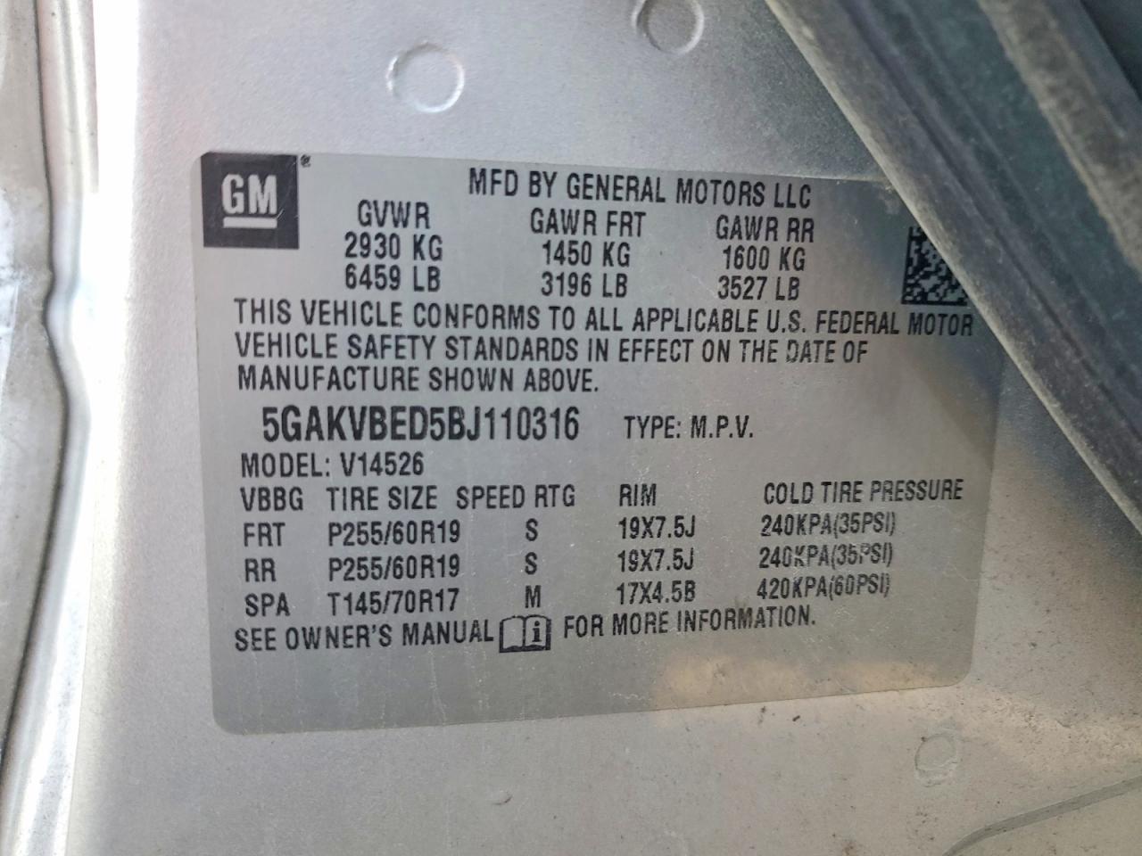 2011 Buick Enclave Cxl Silver vin: 5GAKVBED5BJ110316